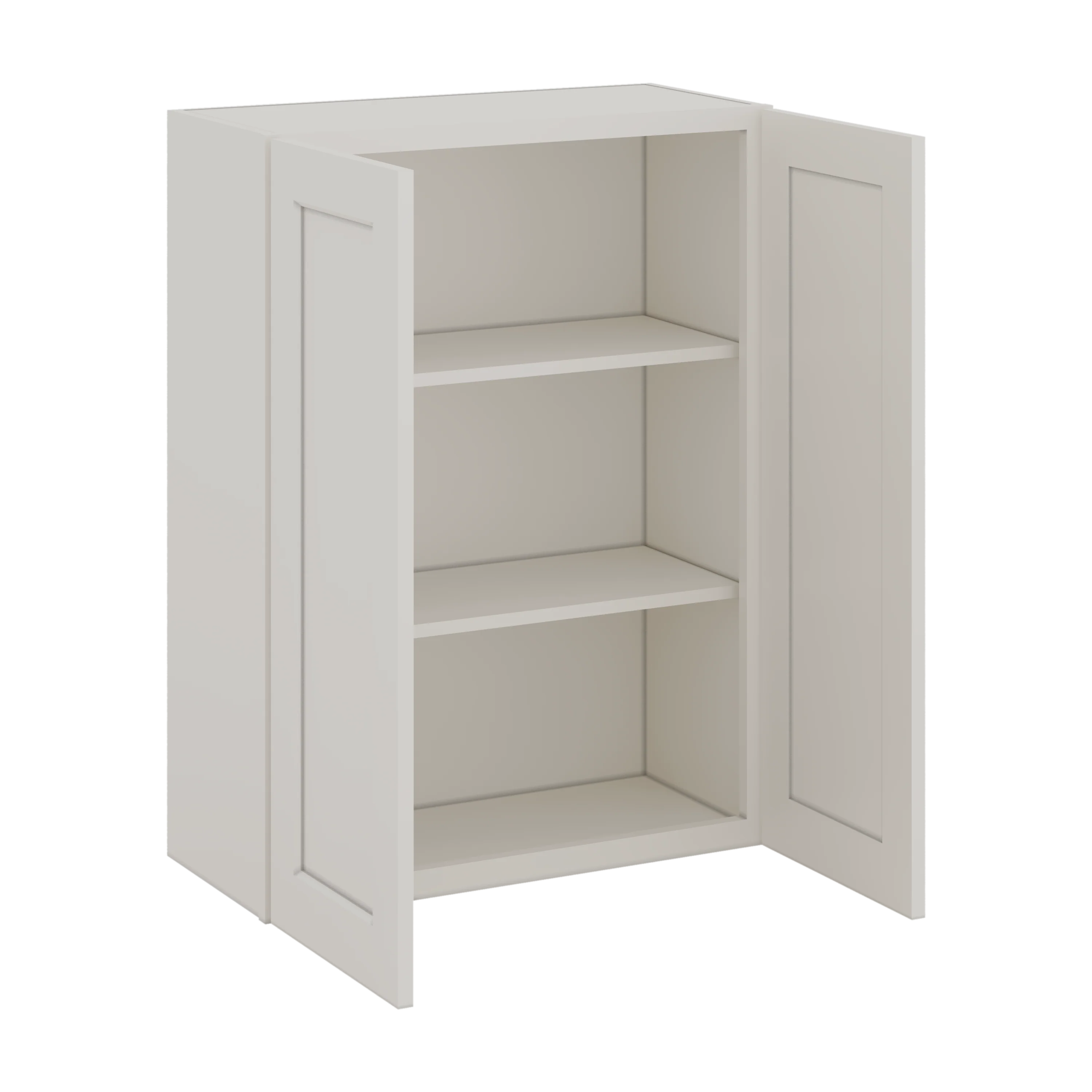 36" Tall ICE White Shaker 1-1/4" Overlay Wall Cabinet - Double Door 24", 27", 30", 33" & 36" Wide CWS/CWB - Image 5