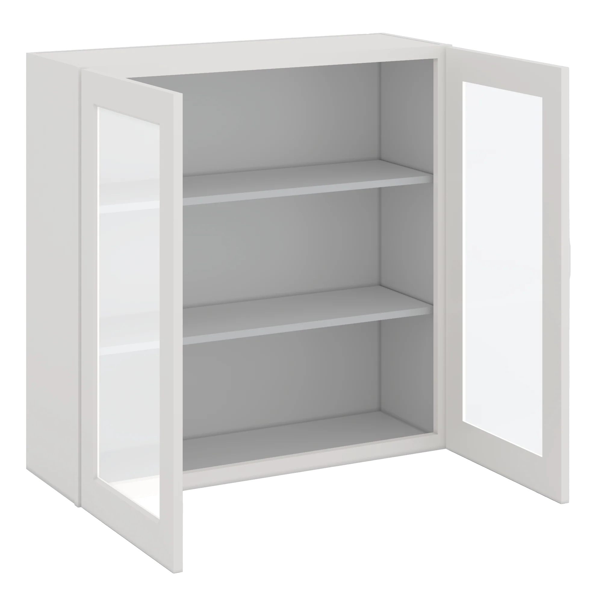 36" Tall 2WS White Shaker 1-1/4" Overlay Glass Ready Wall Cabinet - Double Door 24", 27", 30", 33" & 36" Wide - Image 10