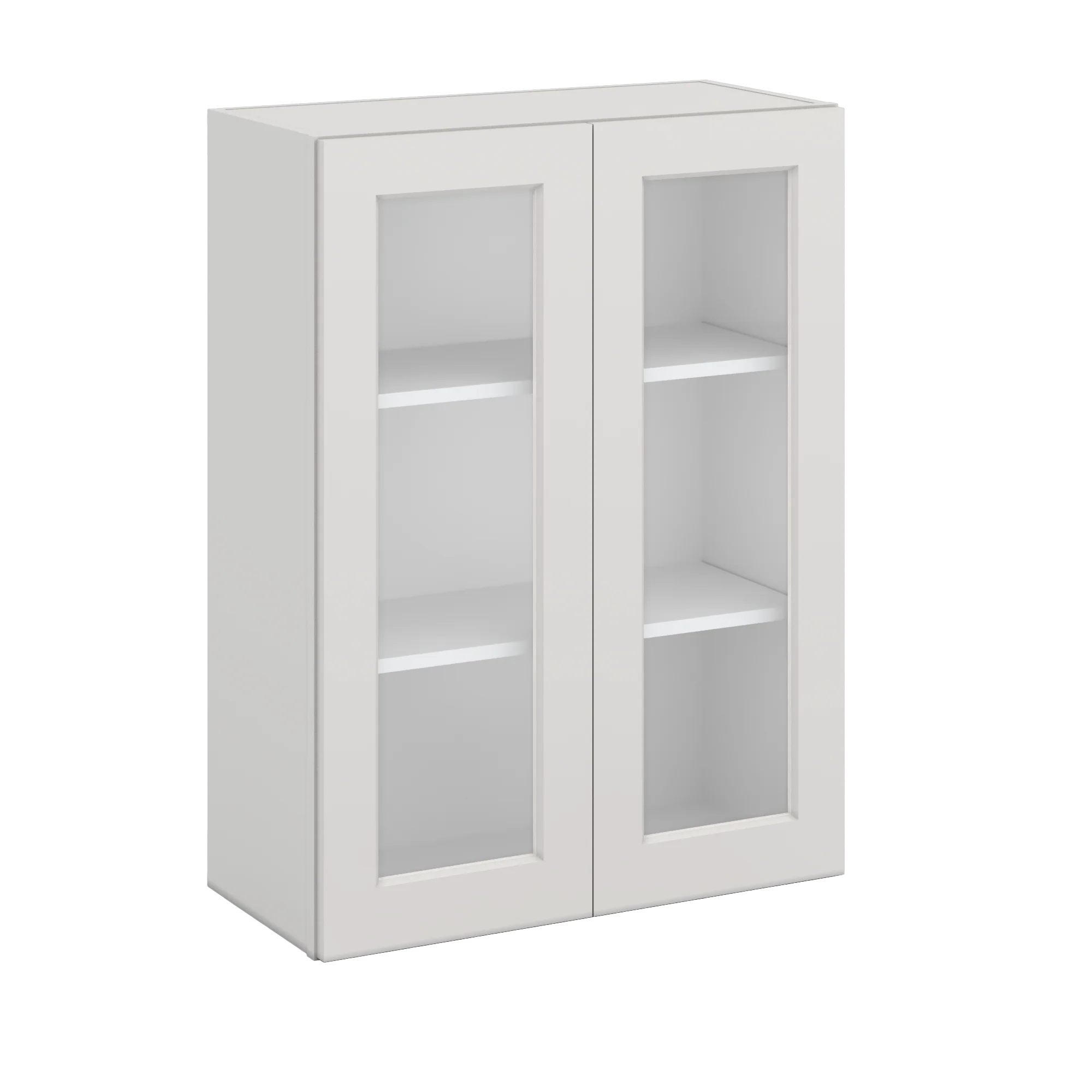 36" Tall 2WS White Shaker 1-1/4" Overlay Glass Ready Wall Cabinet - Double Door 24", 27", 30", 33" & 36" Wide - Image 3