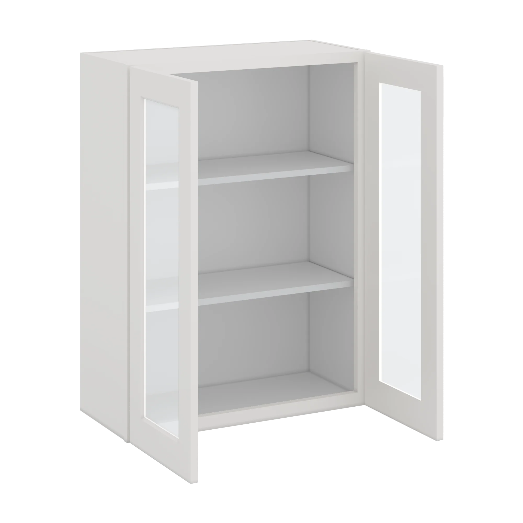 36" Tall 2WS White Shaker 1-1/4" Overlay Glass Ready Wall Cabinet - Double Door 24", 27", 30", 33" & 36" Wide - Image 4