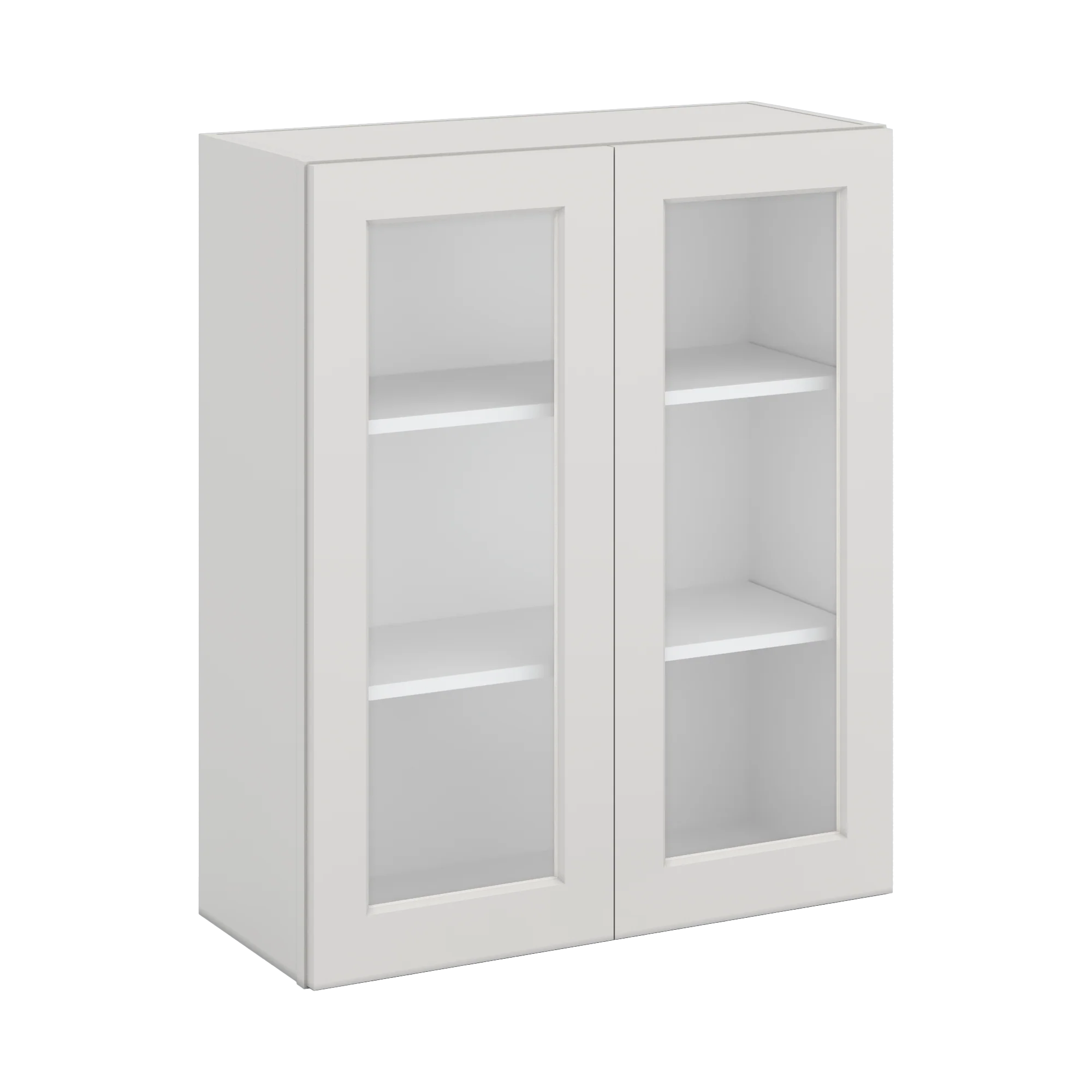 36" Tall 2WS White Shaker 1-1/4" Overlay Glass Ready Wall Cabinet - Double Door 24", 27", 30", 33" & 36" Wide - Image 5