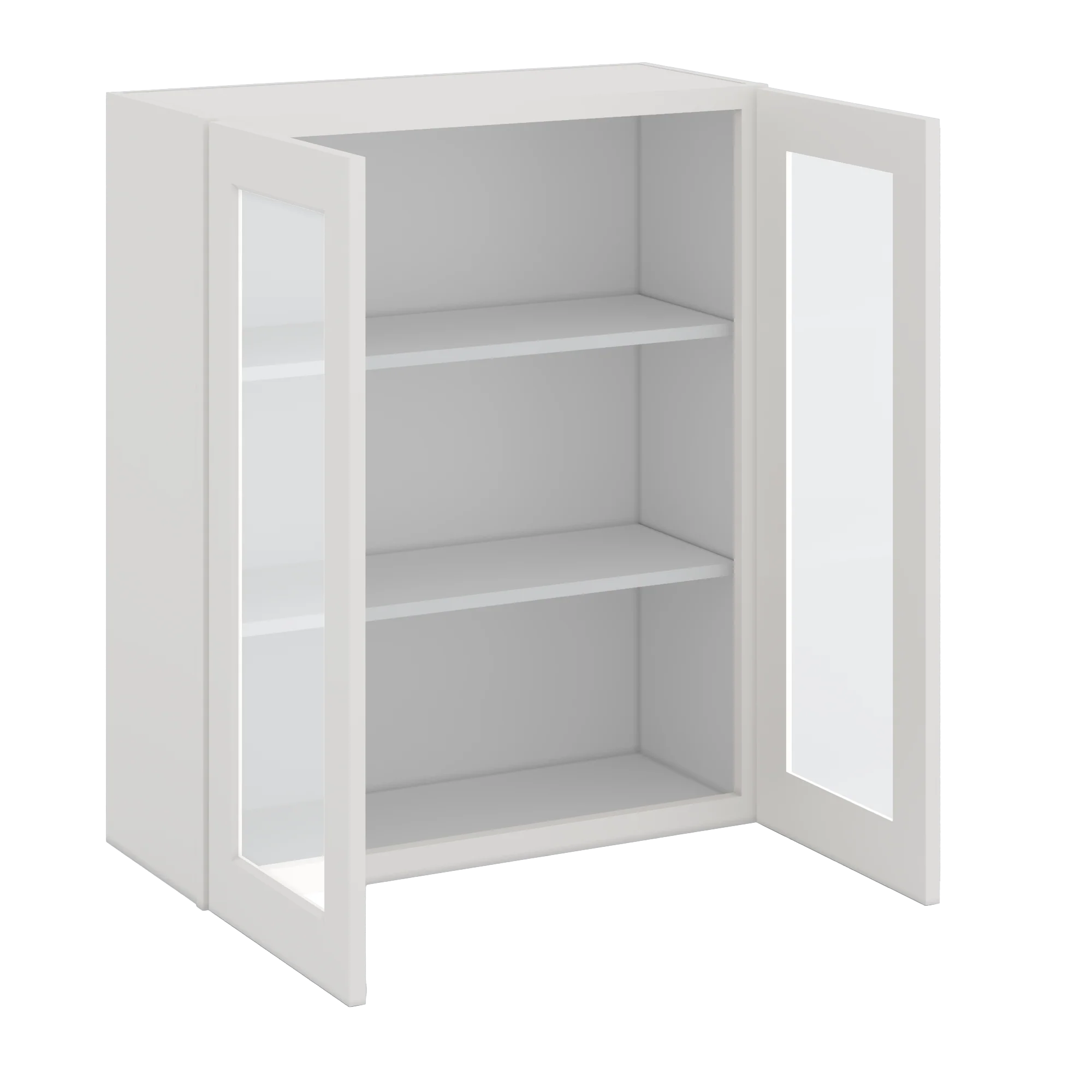 36" Tall 2WS White Shaker 1-1/4" Overlay Glass Ready Wall Cabinet - Double Door 24", 27", 30", 33" & 36" Wide - Image 6