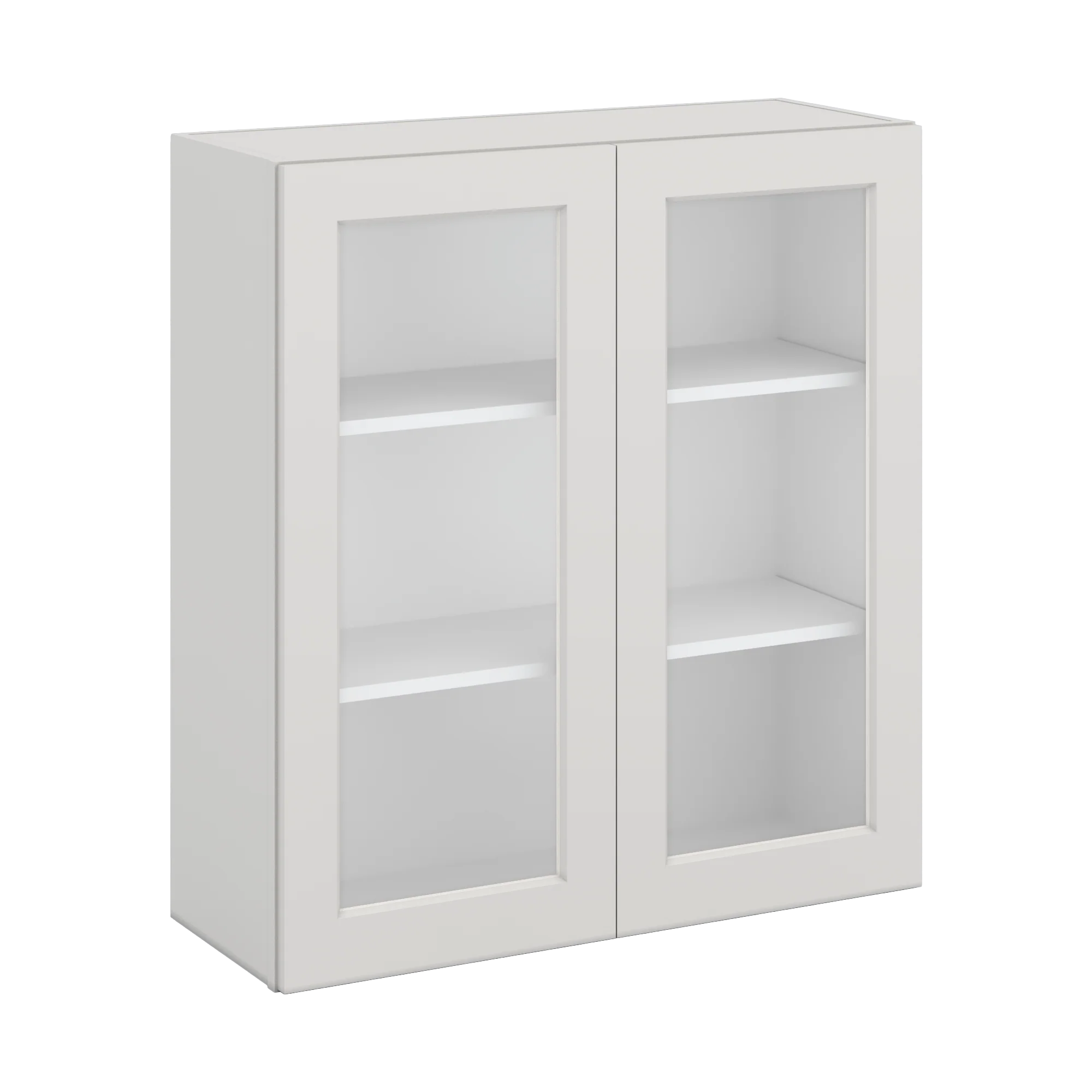 36" Tall 2WS White Shaker 1-1/4" Overlay Glass Ready Wall Cabinet - Double Door 24", 27", 30", 33" & 36" Wide - Image 7