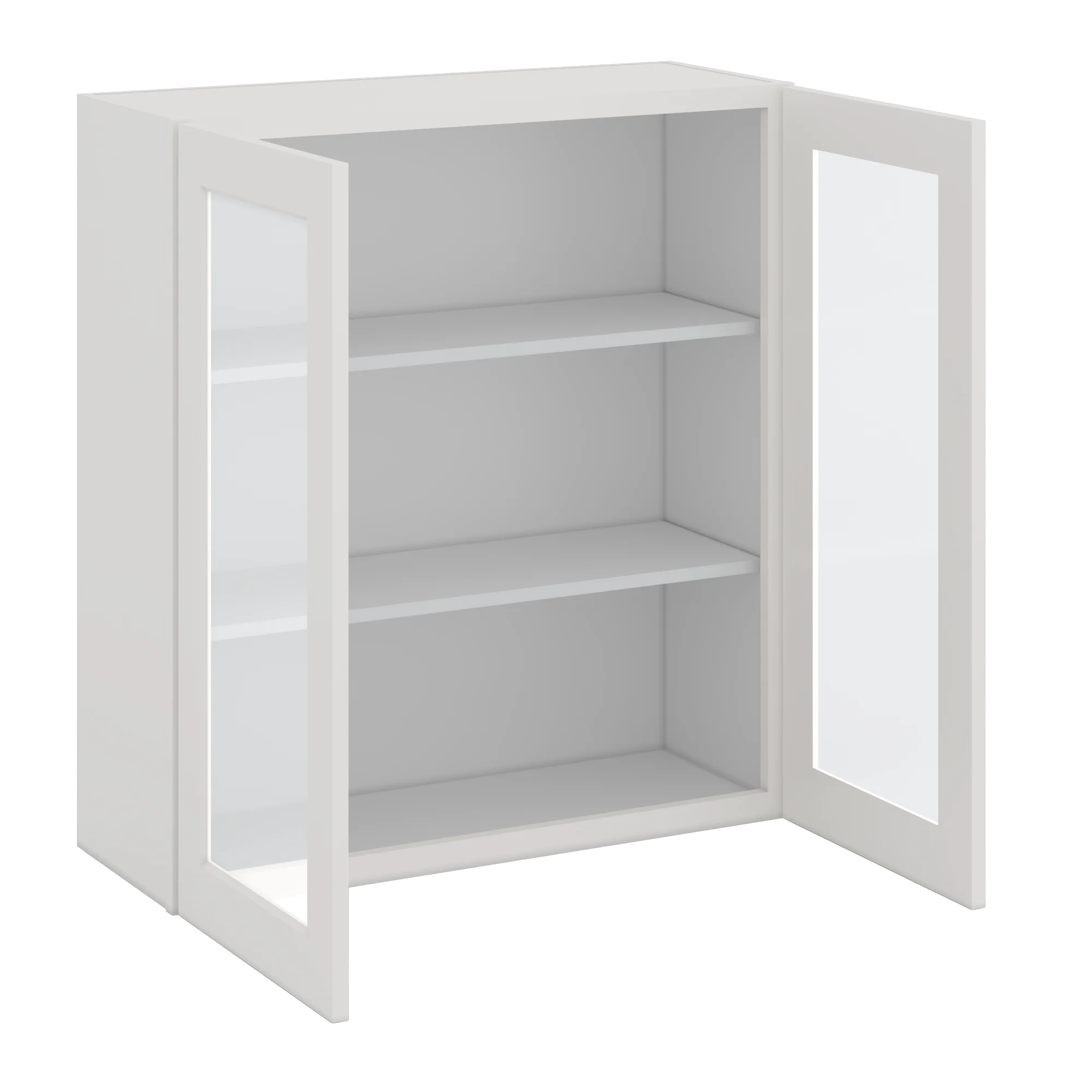 36" Tall 2WS White Shaker 1-1/4" Overlay Glass Ready Wall Cabinet - Double Door 24", 27", 30", 33" & 36" Wide - Image 8