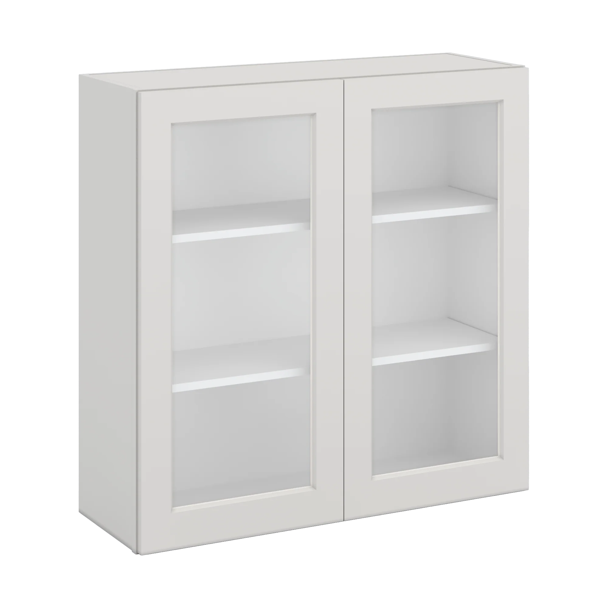 36" Tall 2WS White Shaker 1-1/4" Overlay Glass Ready Wall Cabinet - Double Door 24", 27", 30", 33" & 36" Wide - Image 9