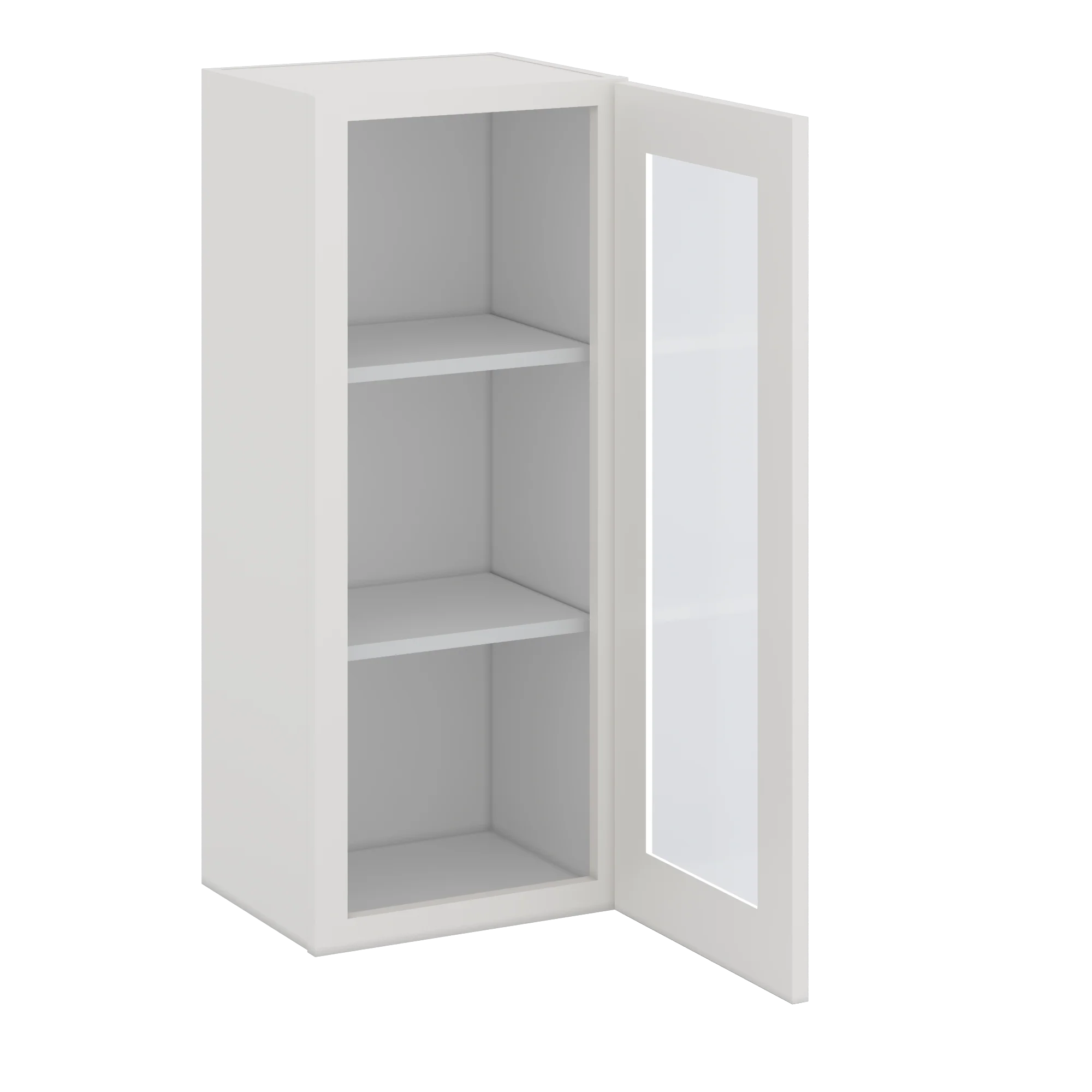 36" Tall 2WS White Shaker 1-1/4" Overlay Glass Ready Wall Cabinet - Single Door 9", 12", 15", 18", 21" - Image 2