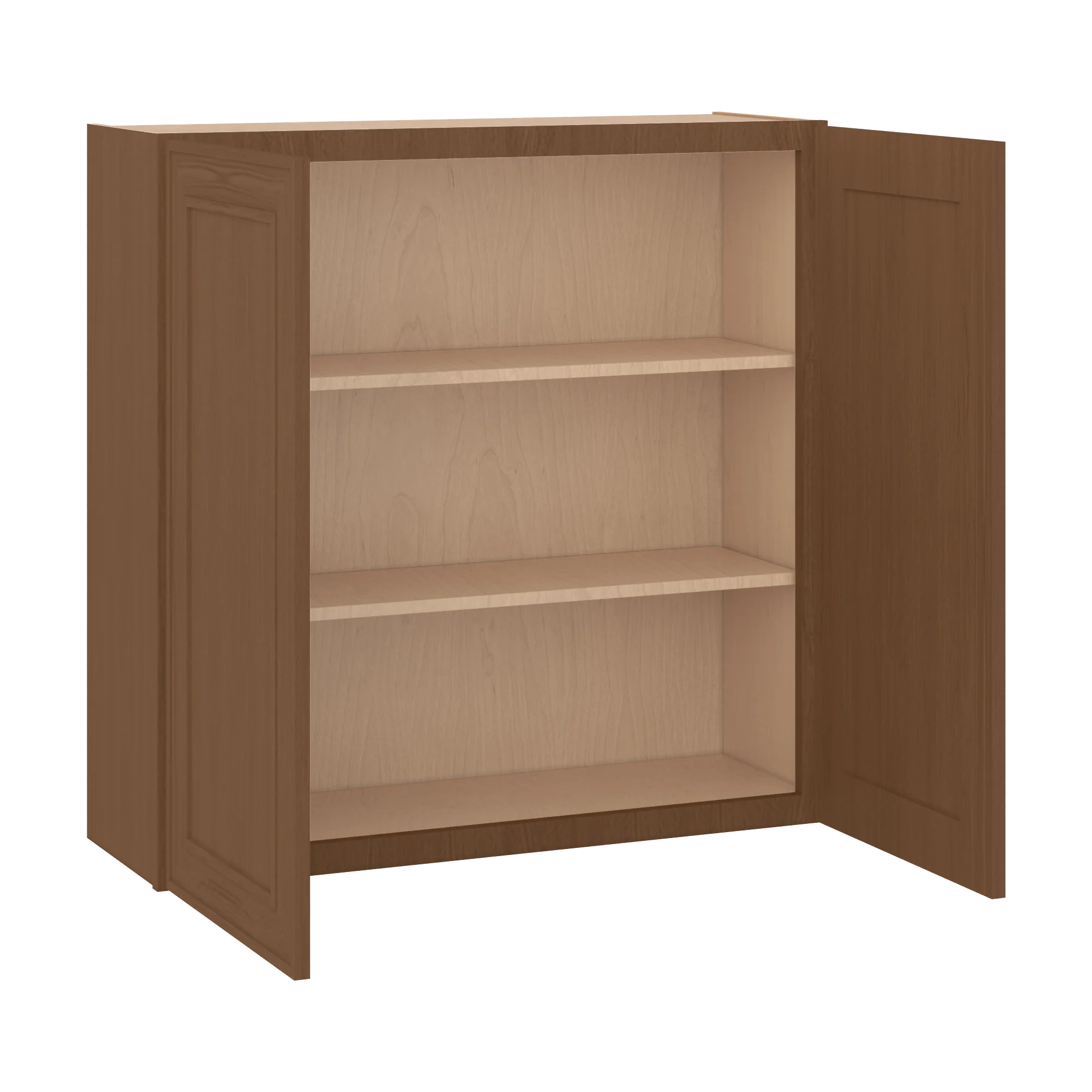 36" Tall Double Door 24", 27", 30", 33" & 36" Wide Mocha Elegant Oak Shaker Wall Cabinet - Image 15