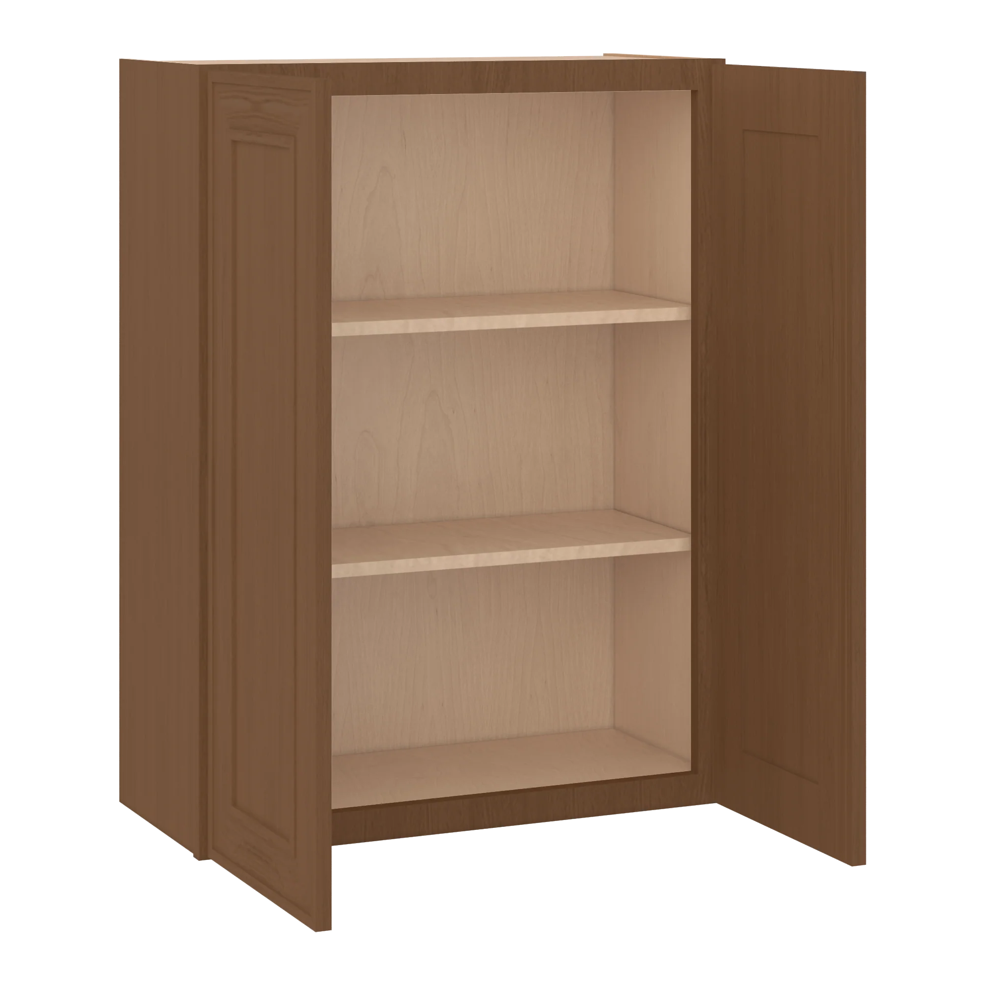 36" Tall Double Door 24", 27", 30", 33" & 36" Wide Mocha Elegant Oak Shaker Wall Cabinet - Image 6