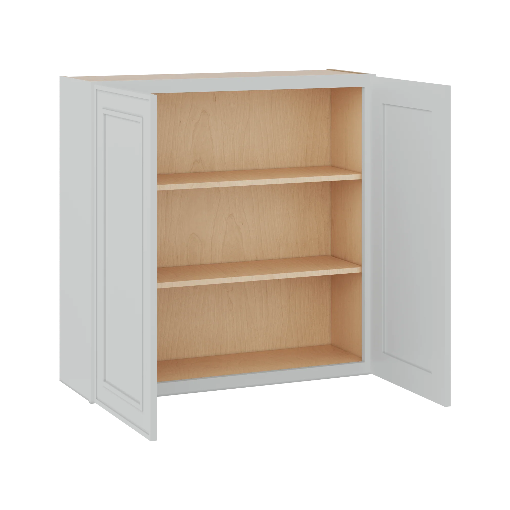 36" Tall Double Door 24", 27", 30", 33" & 36" Wide White Elegant Oak Shaker Wall Cabinet - Image 11