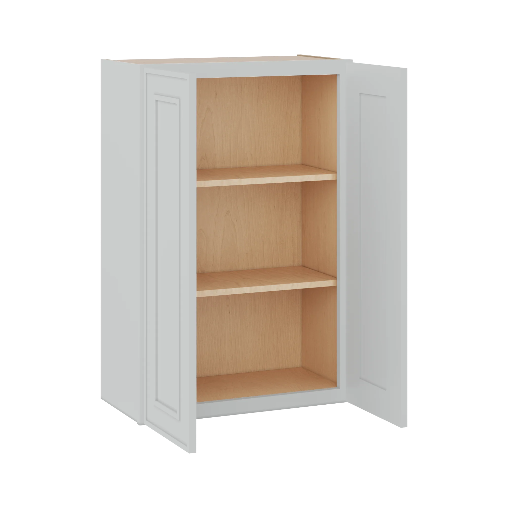 36" Tall Double Door 24", 27", 30", 33" & 36" Wide White Elegant Oak Shaker Wall Cabinet - Image 2