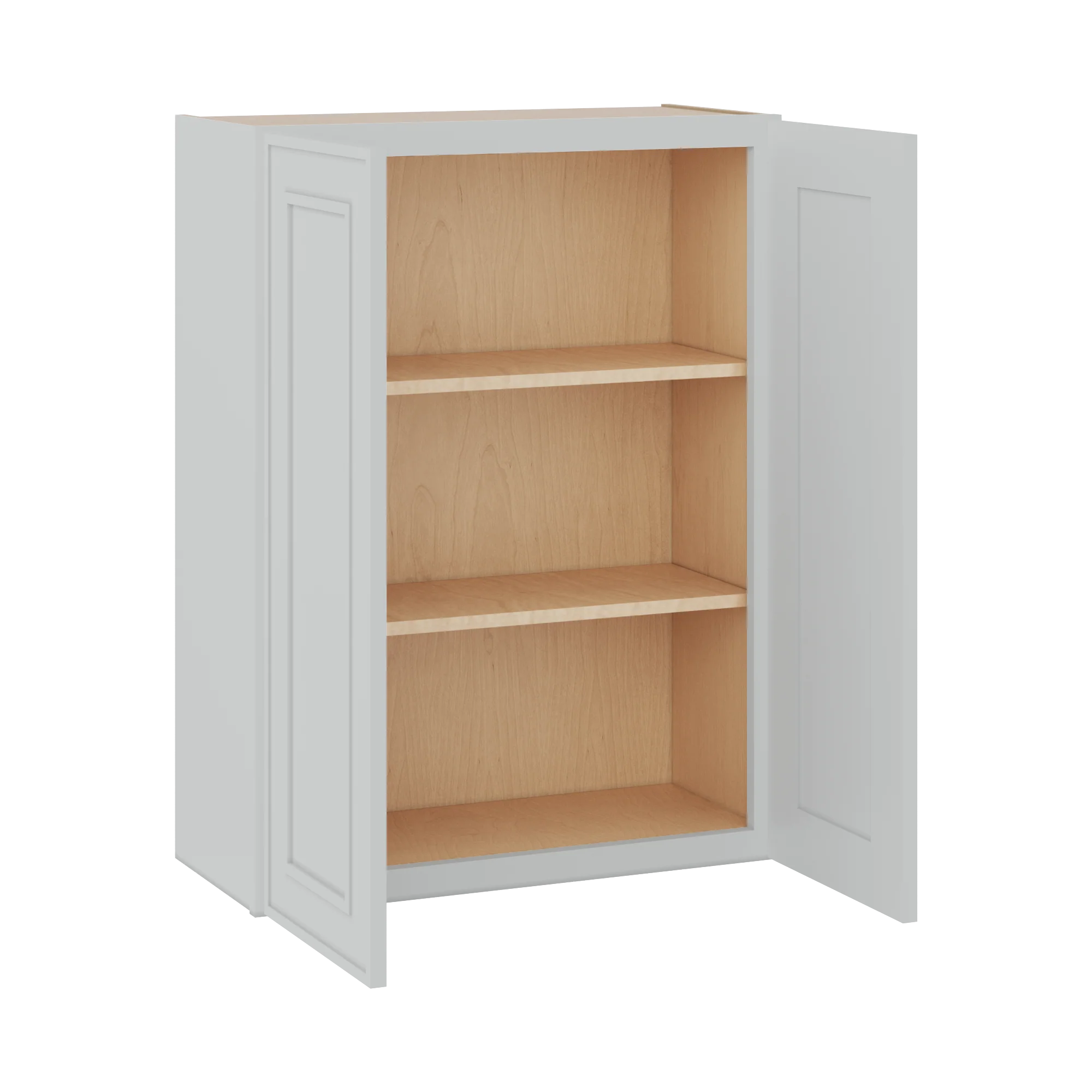 36" Tall Double Door 24", 27", 30", 33" & 36" Wide White Elegant Oak Shaker Wall Cabinet - Image 4