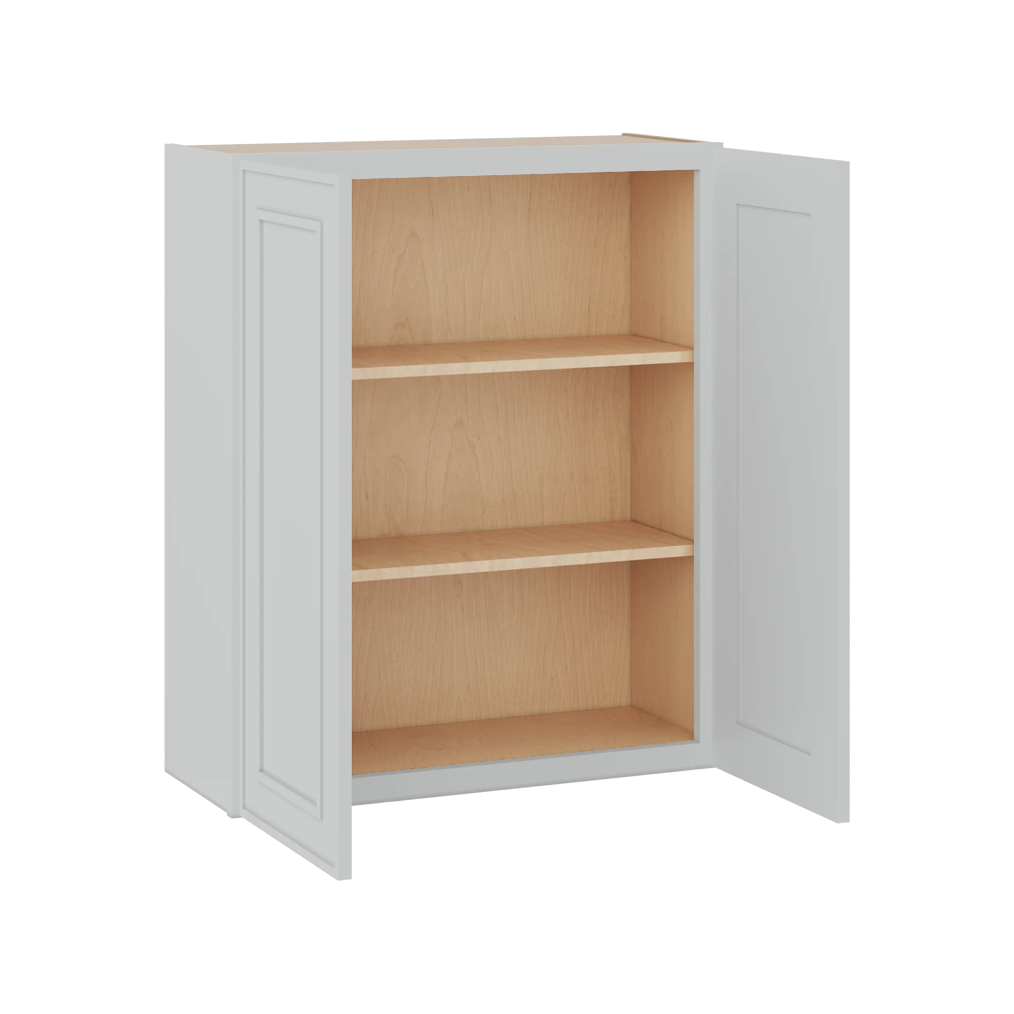 36" Tall Double Door 24", 27", 30", 33" & 36" Wide White Elegant Oak Shaker Wall Cabinet - Image 6