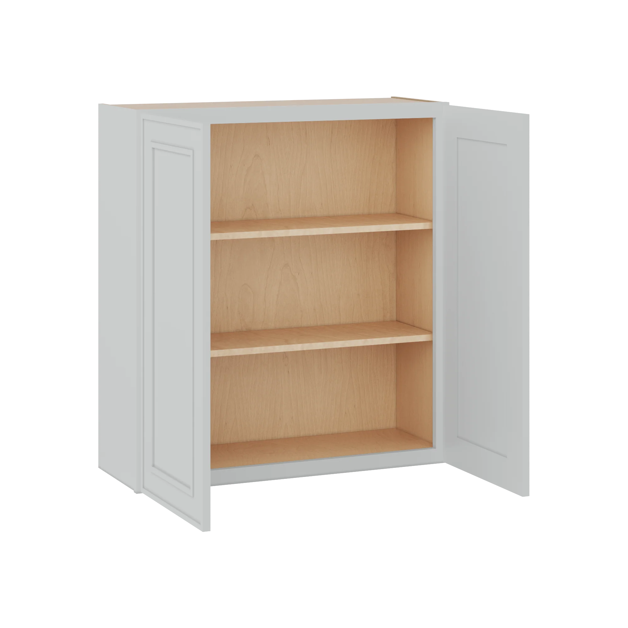 36" Tall Double Door 24", 27", 30", 33" & 36" Wide White Elegant Oak Shaker Wall Cabinet - Image 9