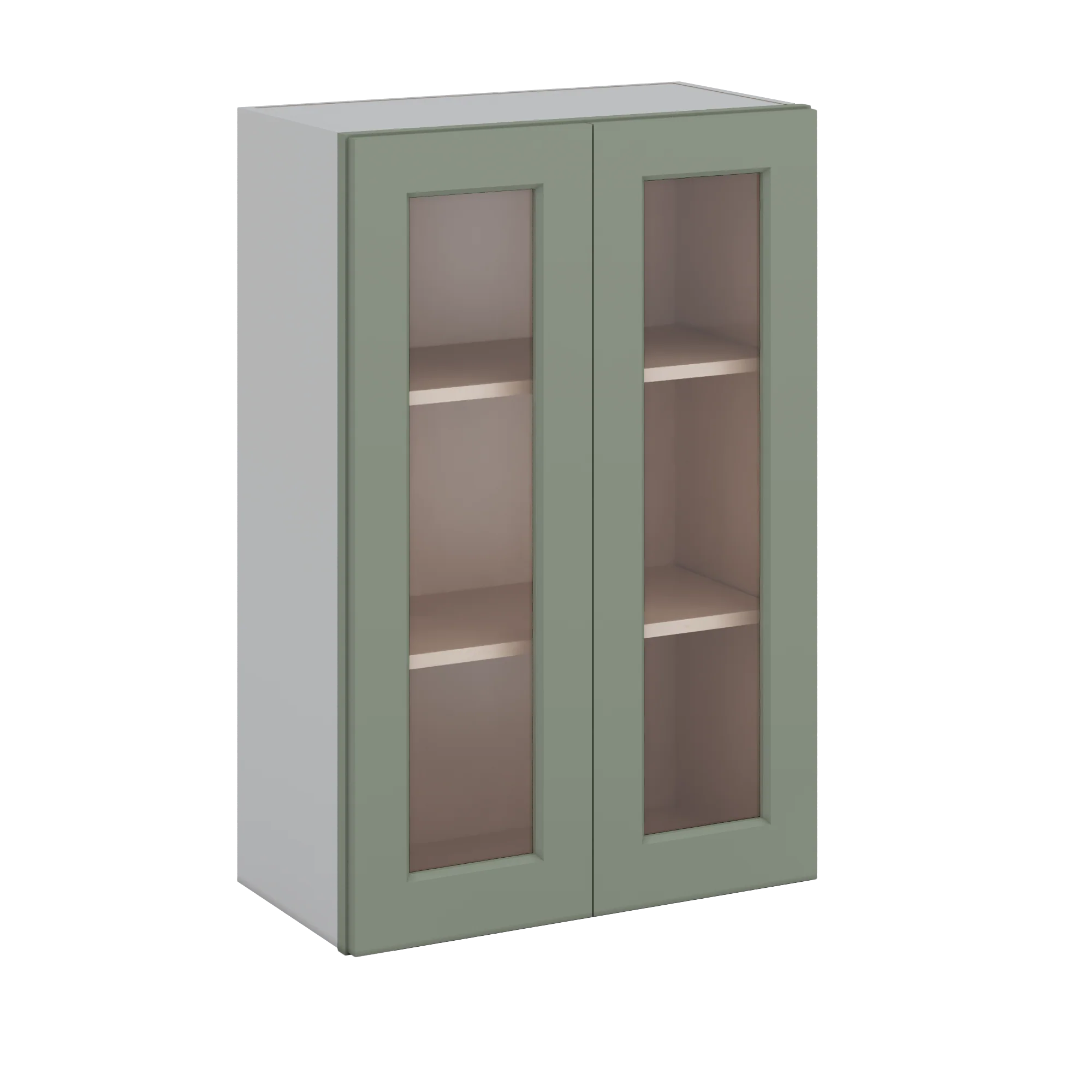 36" Tall Green Shaker 1-1/4" Overlay Glass Ready Wall Cabinet - Double Door 24", 27", 30", 33" & 36" Wide