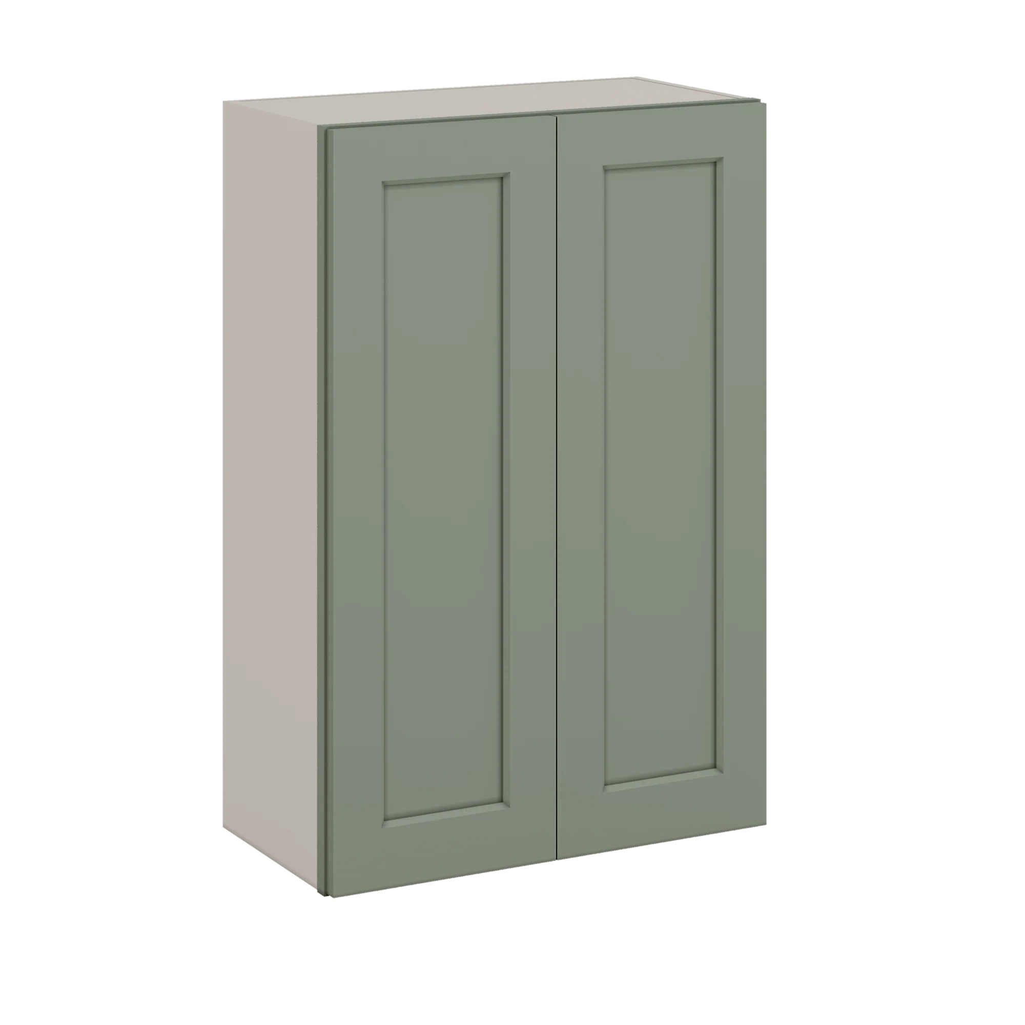 36" Tall Green Shaker 1-1/4" Overlay Wall Cabinet - Double Door 24", 27", 30", 33" & 36" Wide