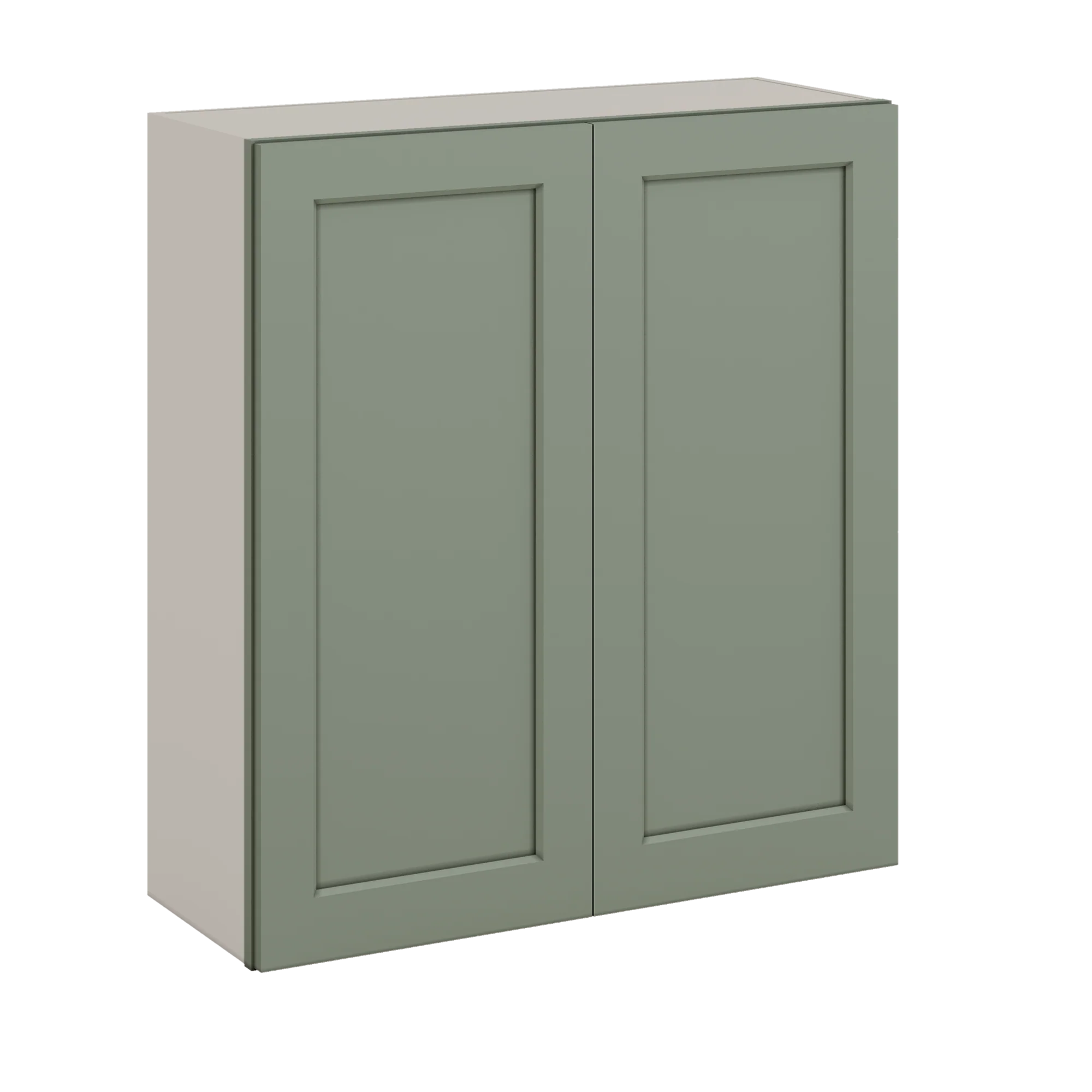 36" Tall Green Shaker 1-1/4" Overlay Wall Cabinet - Double Door 24", 27", 30", 33" & 36" Wide - Image 4
