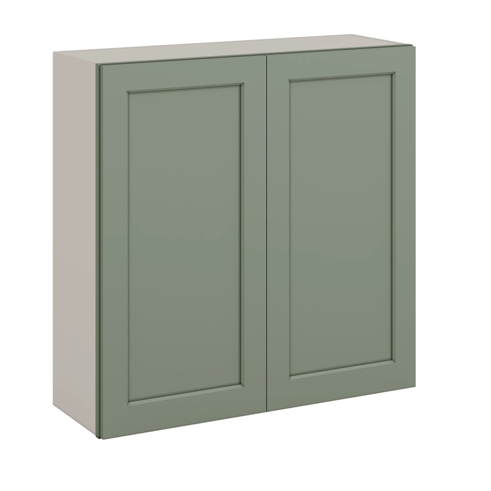 36" Tall Green Shaker 1-1/4" Overlay Wall Cabinet - Double Door 24", 27", 30", 33" & 36" Wide - Image 5