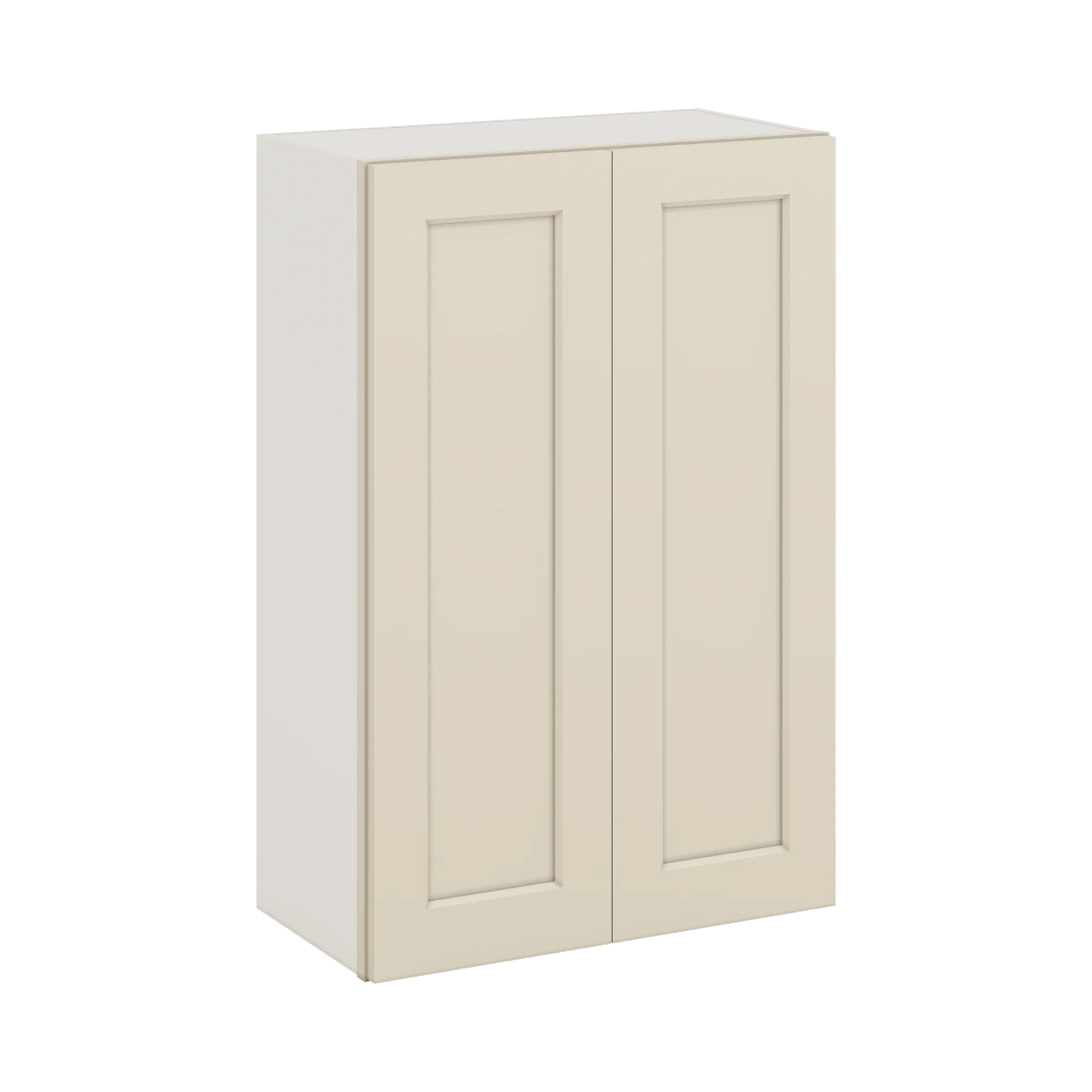 36" Tall Manhattan Cream Shaker 1-1/4" Overlay Wall Cabinet - Double Door 24", 27", 30", 33" & 36" Wide