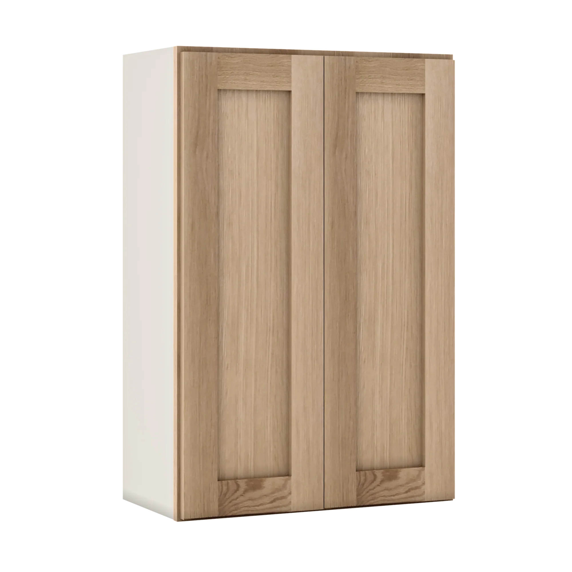 36" Tall Natural Color 17ROS - Redondo White Oak Shaker 1-1/4" Overlay Wall Cabinet - Double Door 24", 27", 30", 33" & 36" Wide