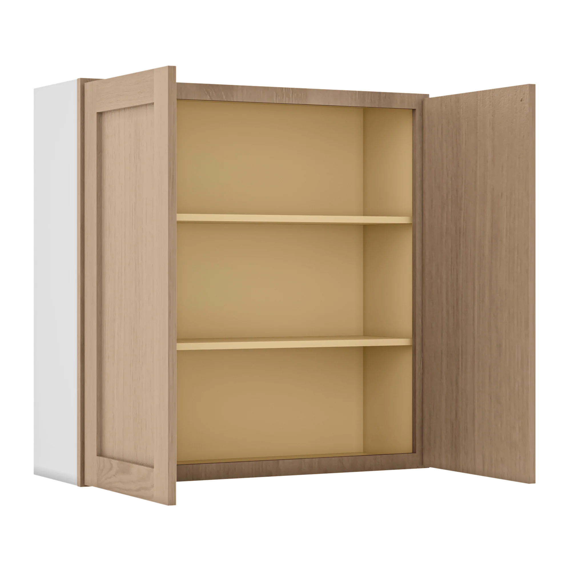 36" Tall Natural Color 17ROS - Redondo White Oak Shaker 1-1/4" Overlay Wall Cabinet - Double Door 24", 27", 30", 33" & 36" Wide - Image 10
