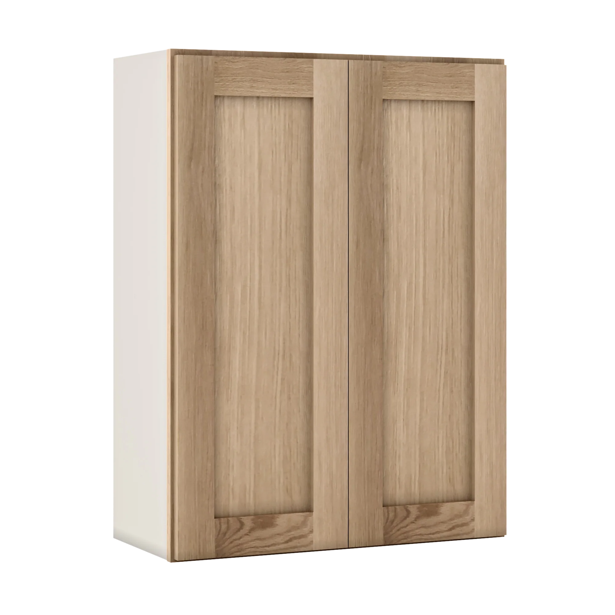 36" Tall Natural Color 17ROS - Redondo White Oak Shaker 1-1/4" Overlay Wall Cabinet - Double Door 24", 27", 30", 33" & 36" Wide - Image 3