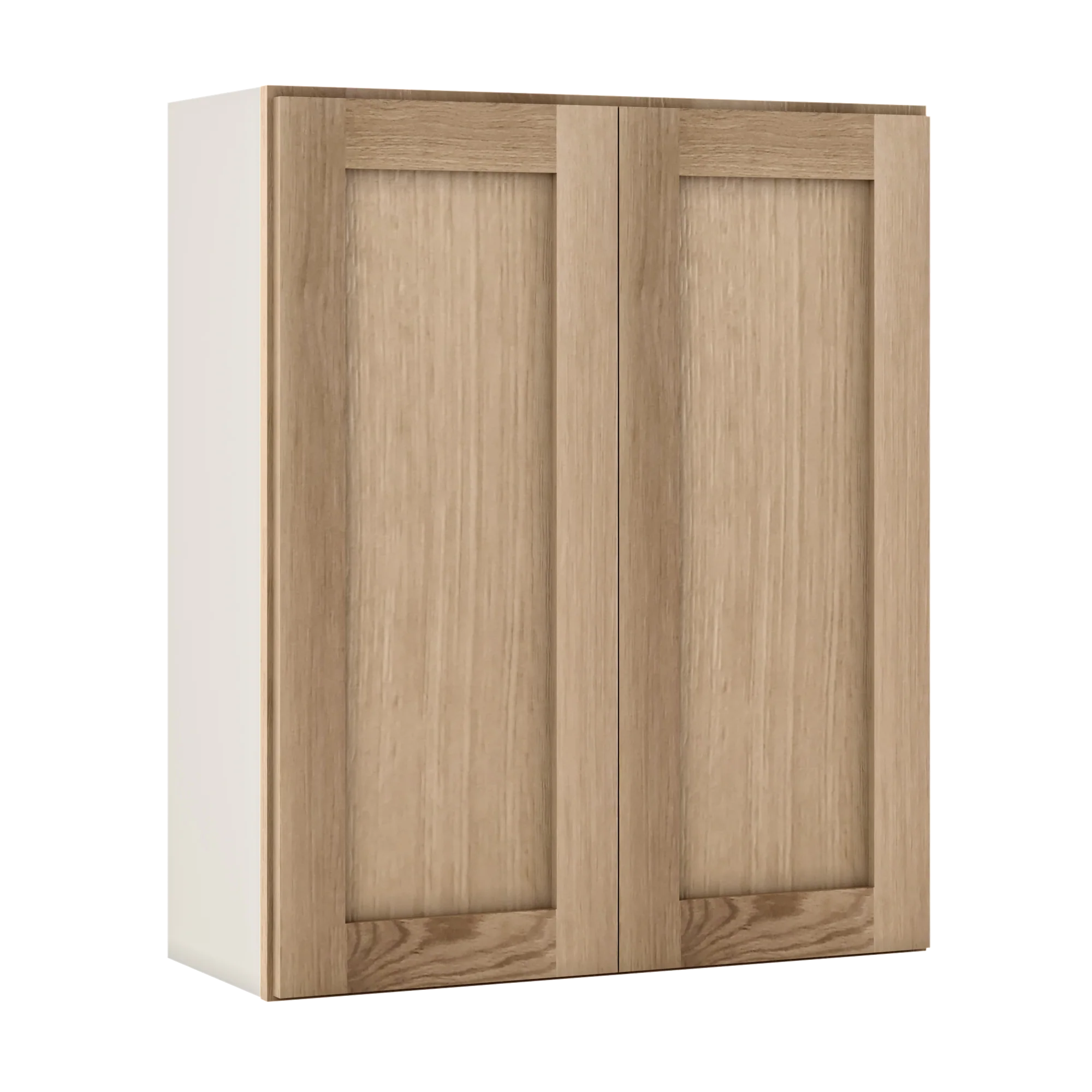 36" Tall Natural Color 17ROS - Redondo White Oak Shaker 1-1/4" Overlay Wall Cabinet - Double Door 24", 27", 30", 33" & 36" Wide - Image 5