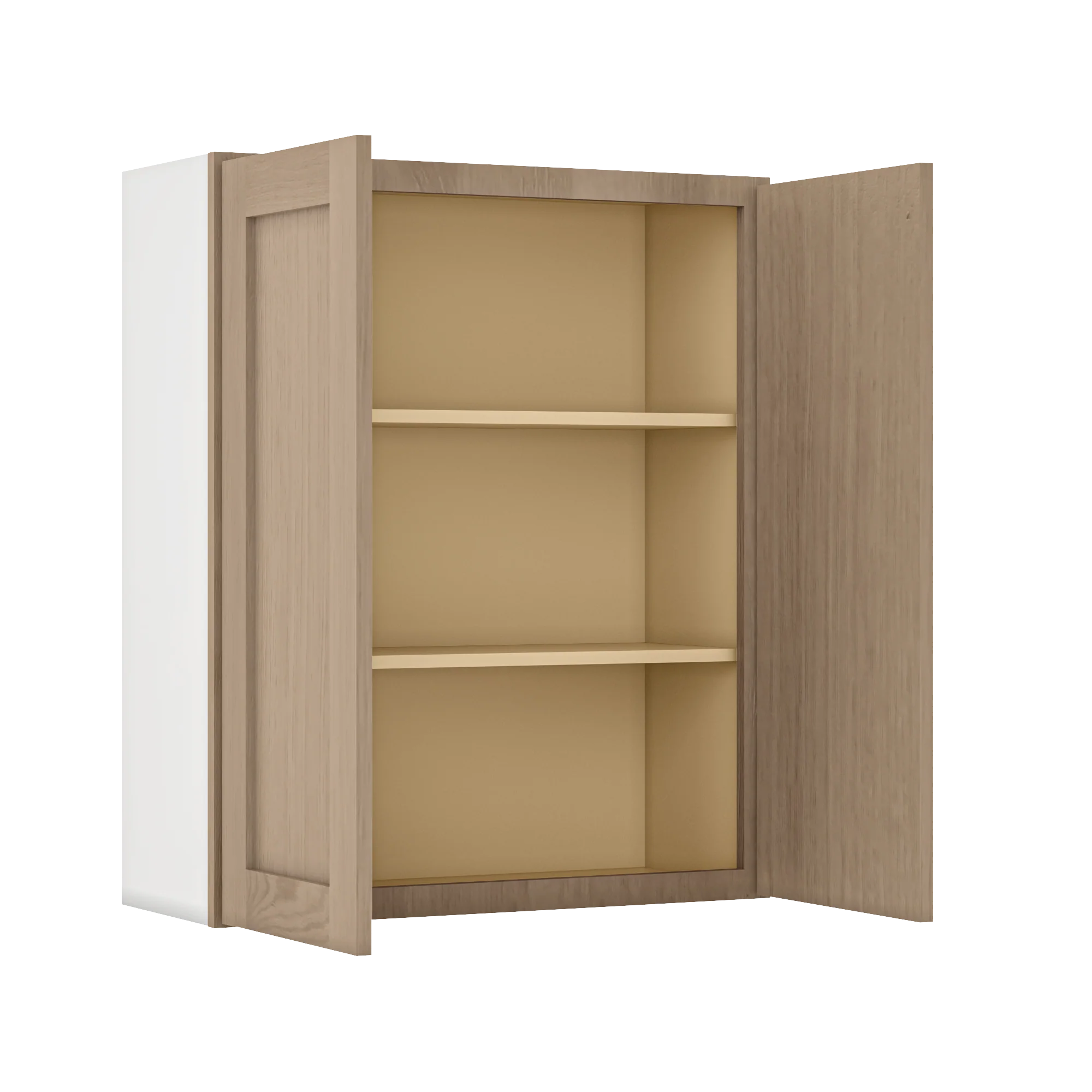 36" Tall Natural Color 17ROS - Redondo White Oak Shaker 1-1/4" Overlay Wall Cabinet - Double Door 24", 27", 30", 33" & 36" Wide - Image 6