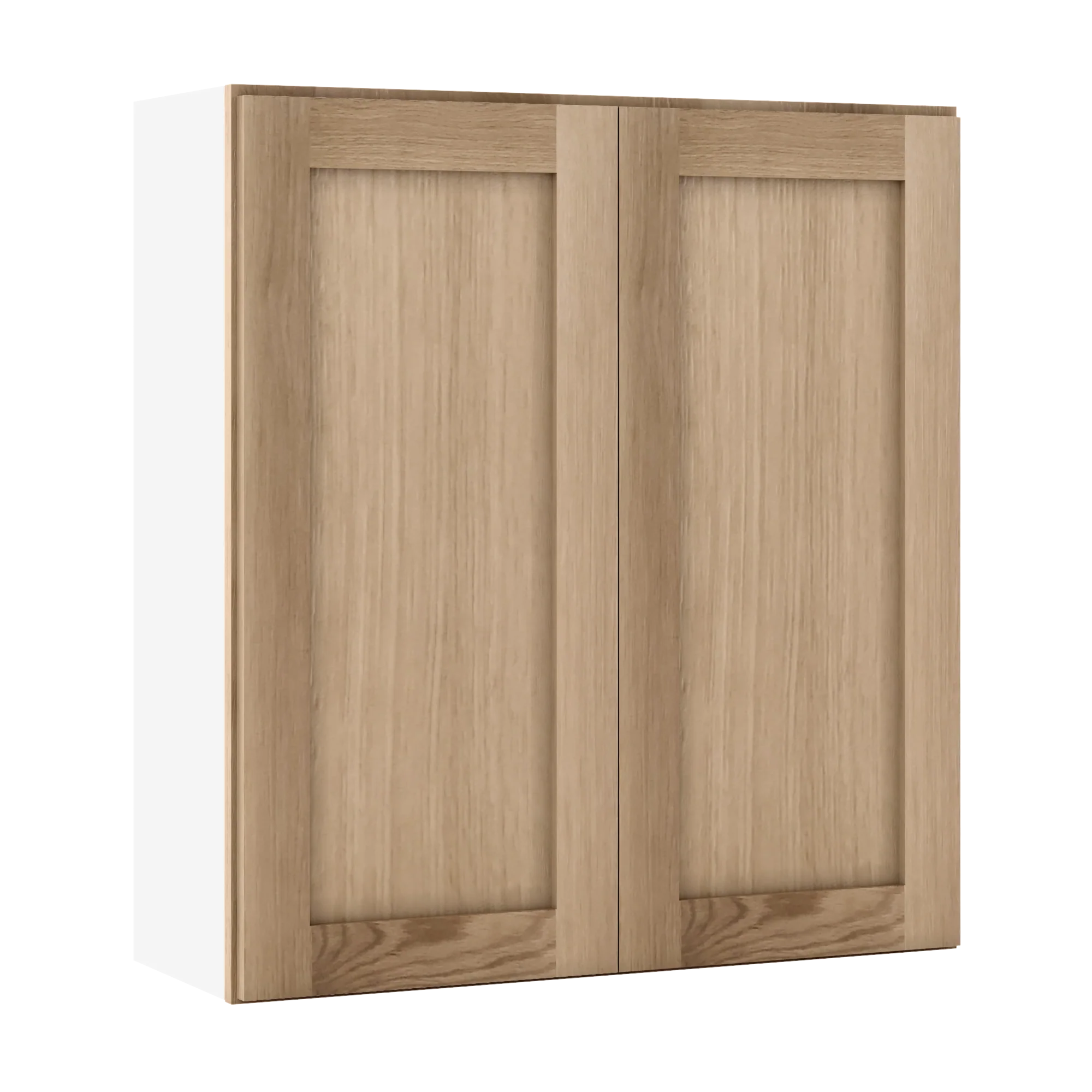 36" Tall Natural Color 17ROS - Redondo White Oak Shaker 1-1/4" Overlay Wall Cabinet - Double Door 24", 27", 30", 33" & 36" Wide - Image 7