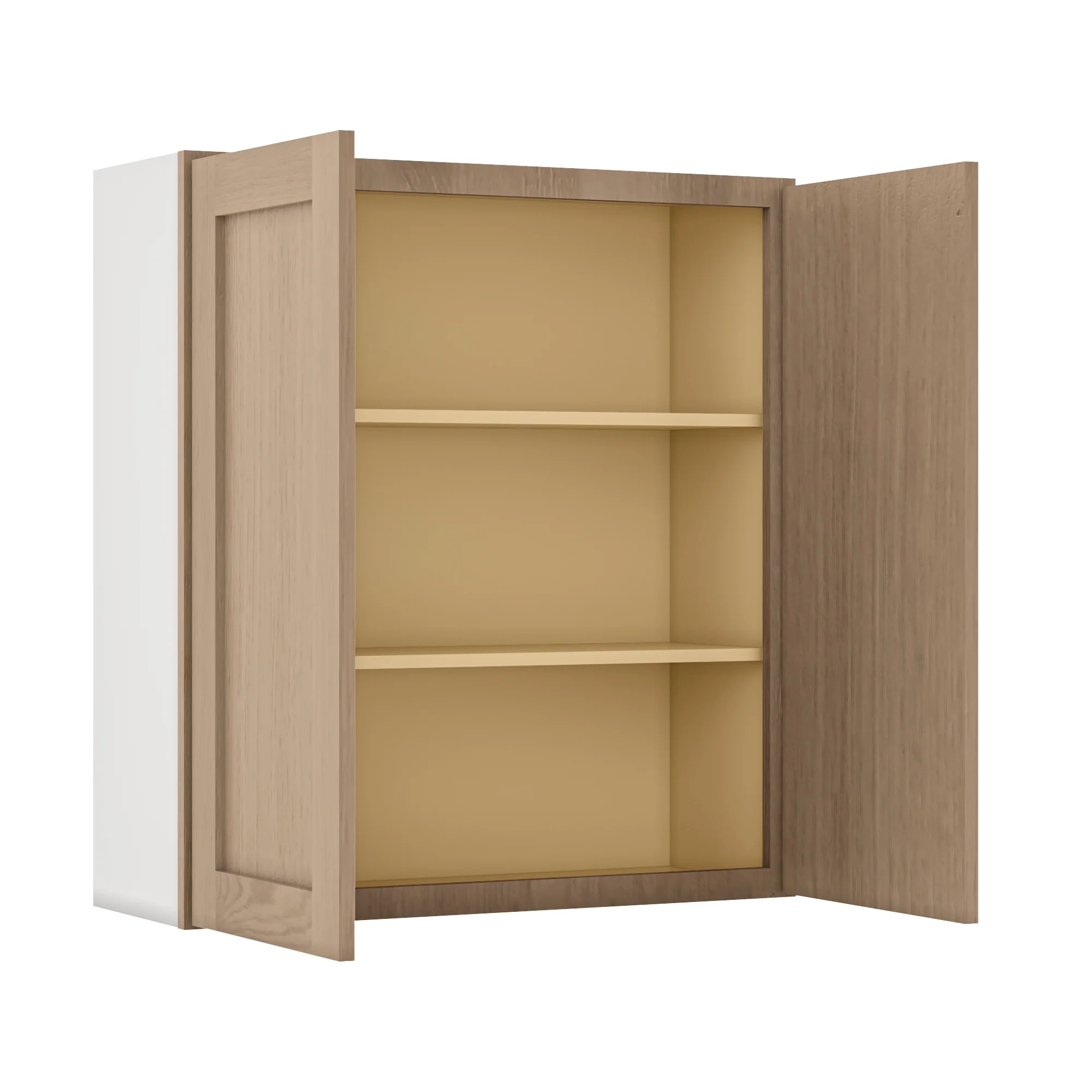 36" Tall Natural Color 17ROS - Redondo White Oak Shaker 1-1/4" Overlay Wall Cabinet - Double Door 24", 27", 30", 33" & 36" Wide - Image 8