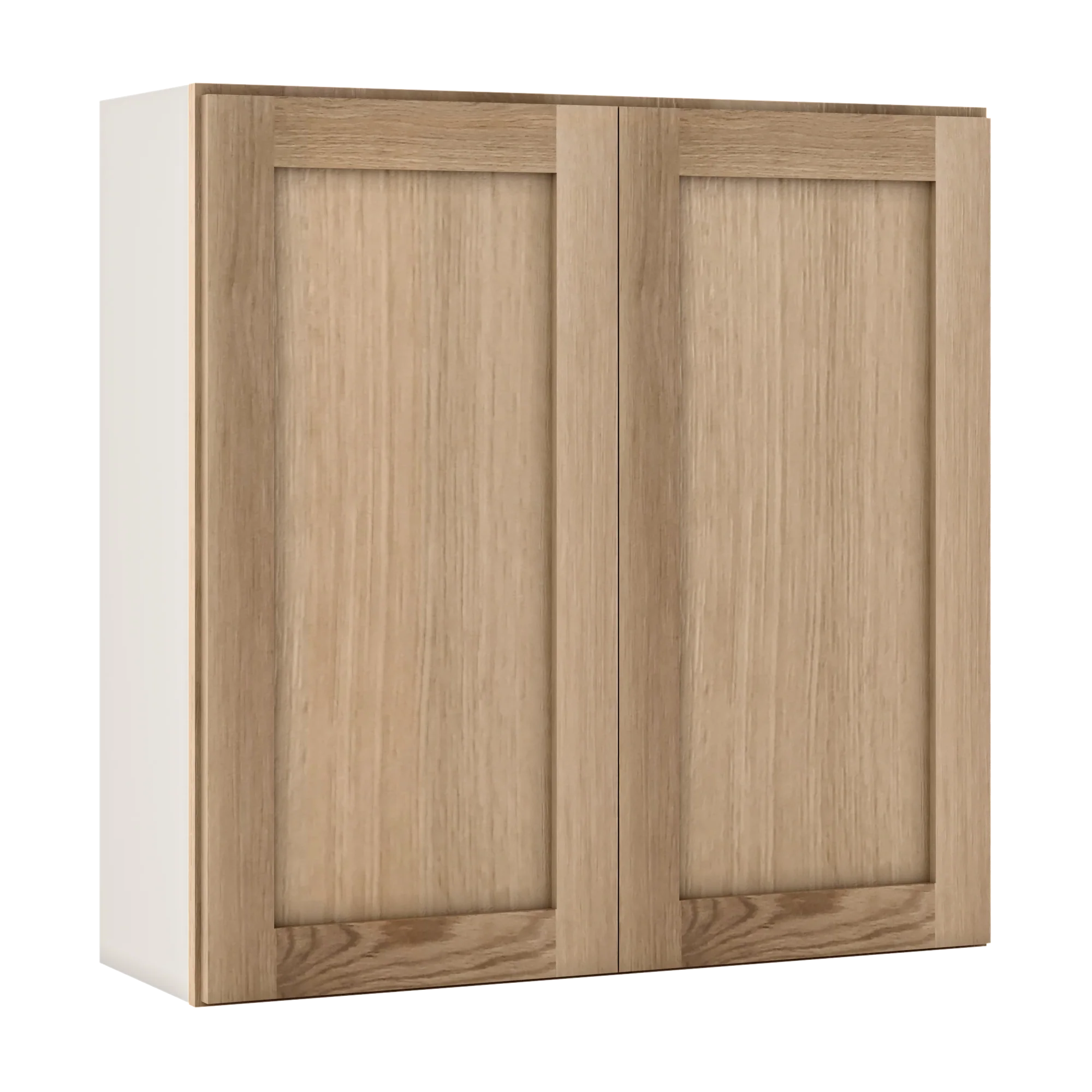 36" Tall Natural Color 17ROS - Redondo White Oak Shaker 1-1/4" Overlay Wall Cabinet - Double Door 24", 27", 30", 33" & 36" Wide - Image 9