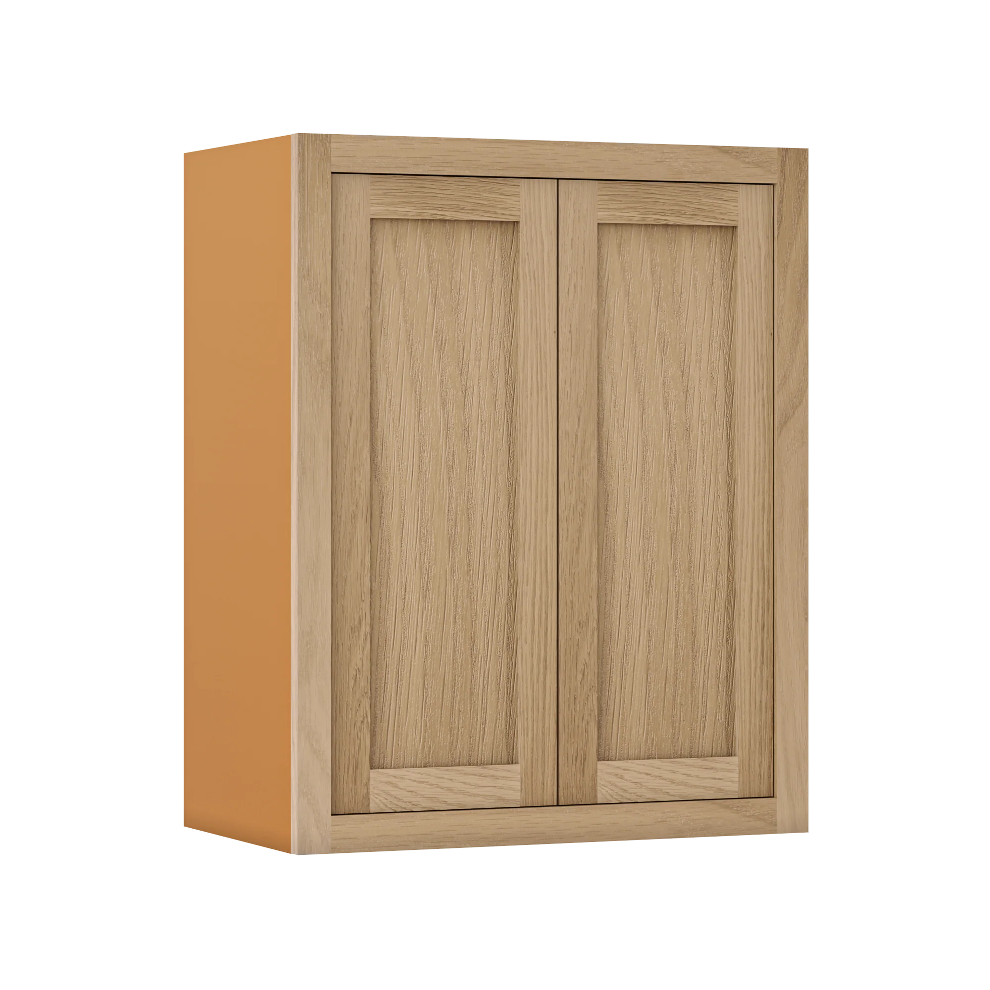 36" Tall White Oak Inset Shaker Wall Cabinet - Double Door 24", 27", 30", 33" & 36" Wide
