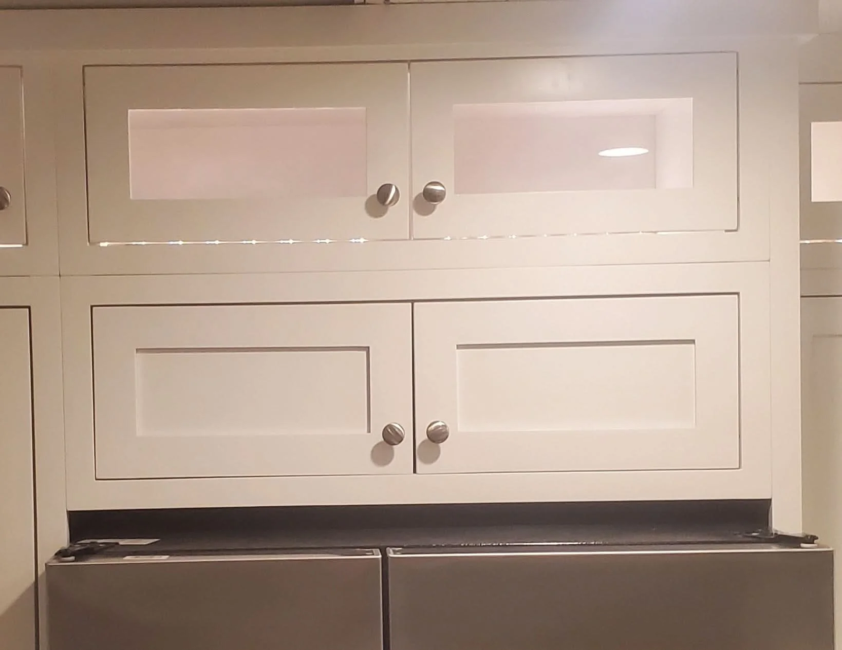 36" W 24" D Custom Color Glass Ready Inset Shaker Refrigerator Wall Cabinet - 12", 15", 18", 21" & 24" Tall - Image 2
