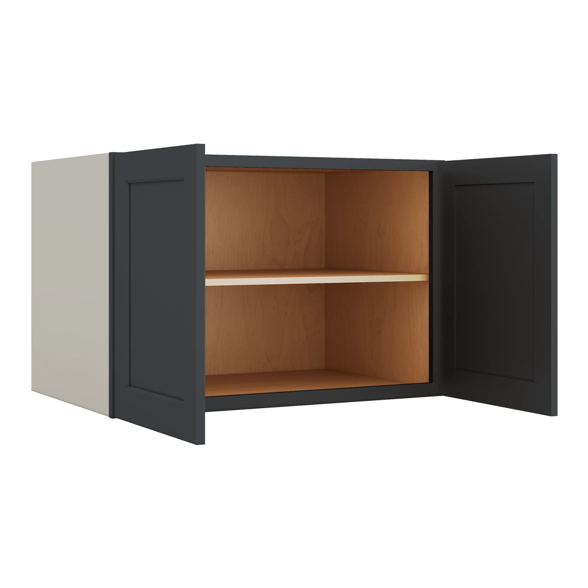 36" Wide 24" Deep Upper 15HNS Hermosa Noir Black Shaker 1-1/4" Overlay Wall Cabinet - Double Door 12", 15", 18", 21", 24" - Image 10