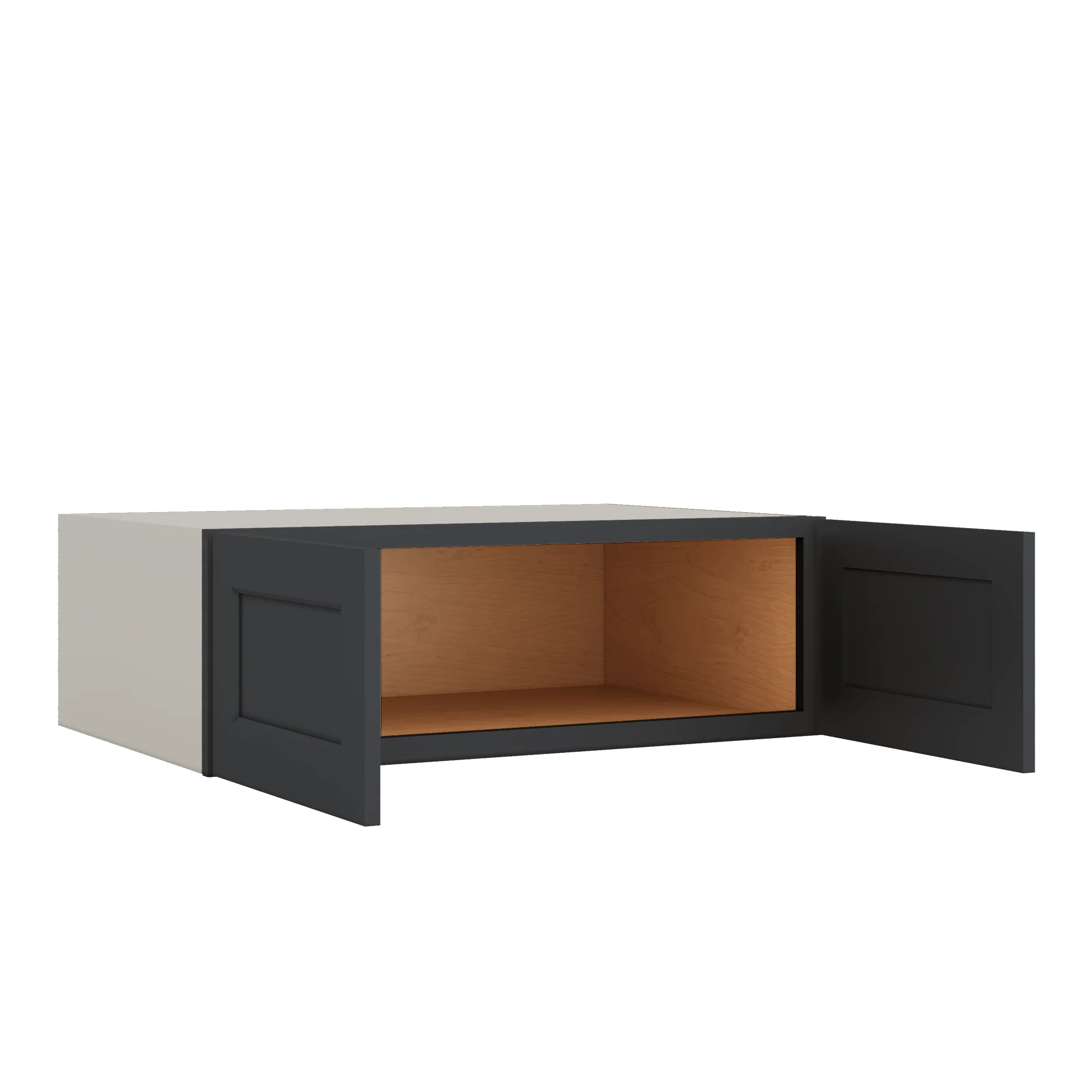 36" Wide 24" Deep Upper 15HNS Hermosa Noir Black Shaker 1-1/4" Overlay Wall Cabinet - Double Door 12", 15", 18", 21", 24" - Image 2