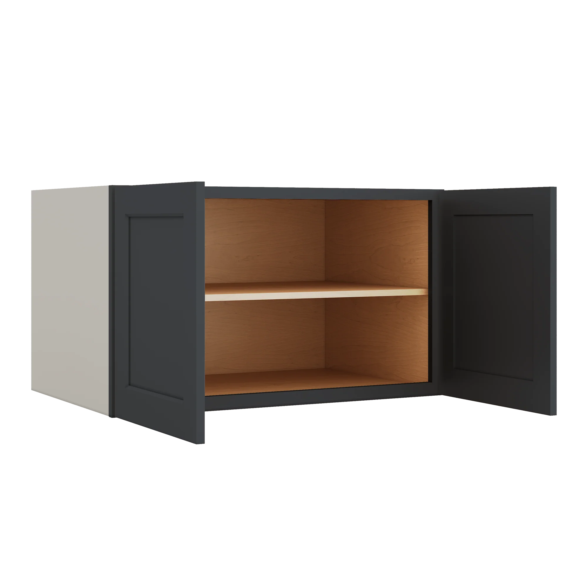 36" Wide 24" Deep Upper 15HNS Hermosa Noir Black Shaker 1-1/4" Overlay Wall Cabinet - Double Door 12", 15", 18", 21", 24" - Image 8