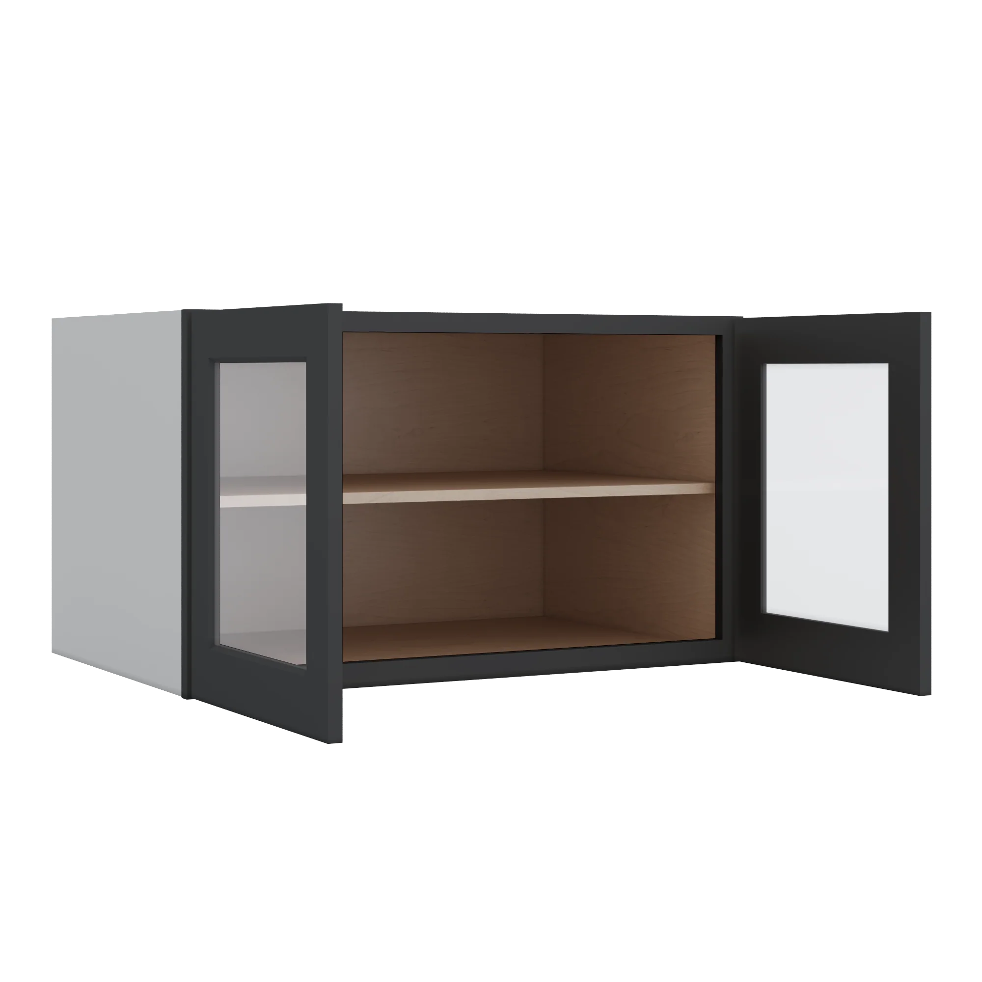 36" Wide 24" Deep Upper 15HNS Hermosa Noir Black Shaker 1-1/4" Overlay Glass Ready Wall Cabinet - Double Door 12", 15", 18", 21", 24" - Image 7