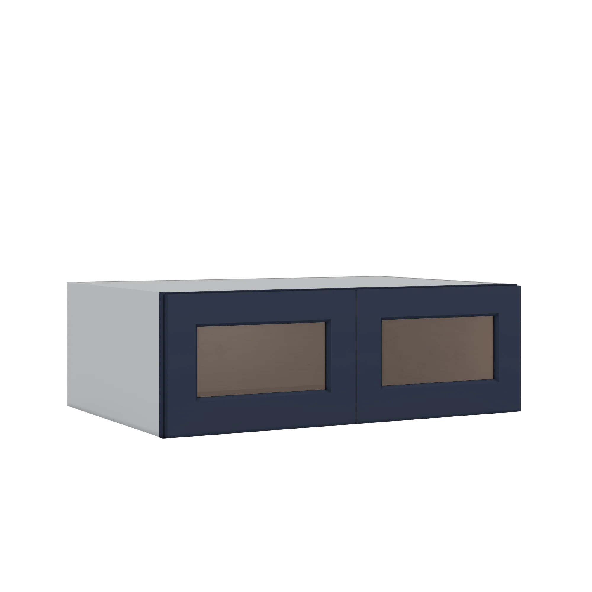 36" Wide 24" Deep Upper NB29 Naval Blue Shaker 1-1/4" Overlay Glass Ready Wall Cabinet - Double Door 12", 15", 18", 21", 24"