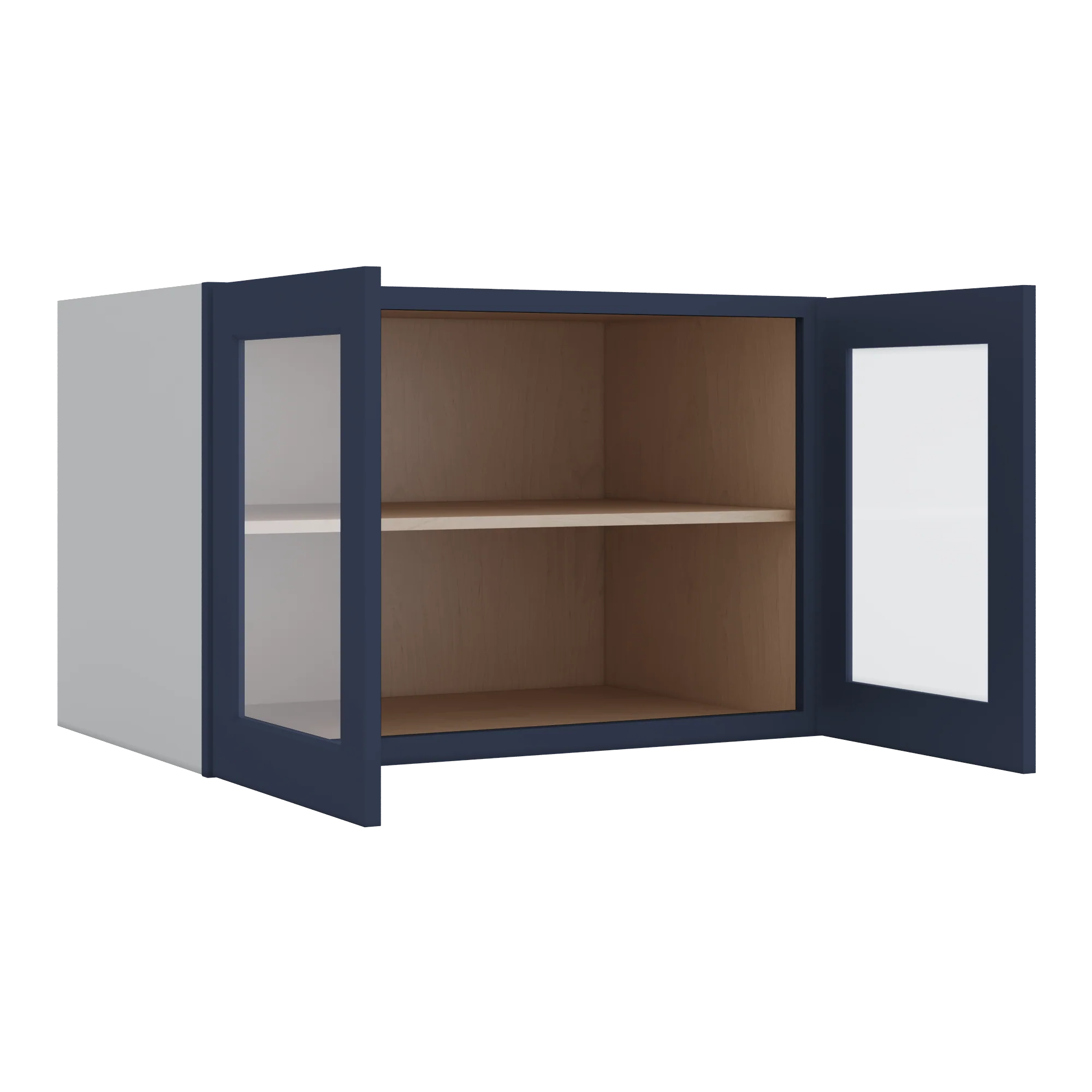 36" Wide 24" Deep Upper NB29 Naval Blue Shaker 1-1/4" Overlay Glass Ready Wall Cabinet - Double Door 12", 15", 18", 21", 24" - Image 10