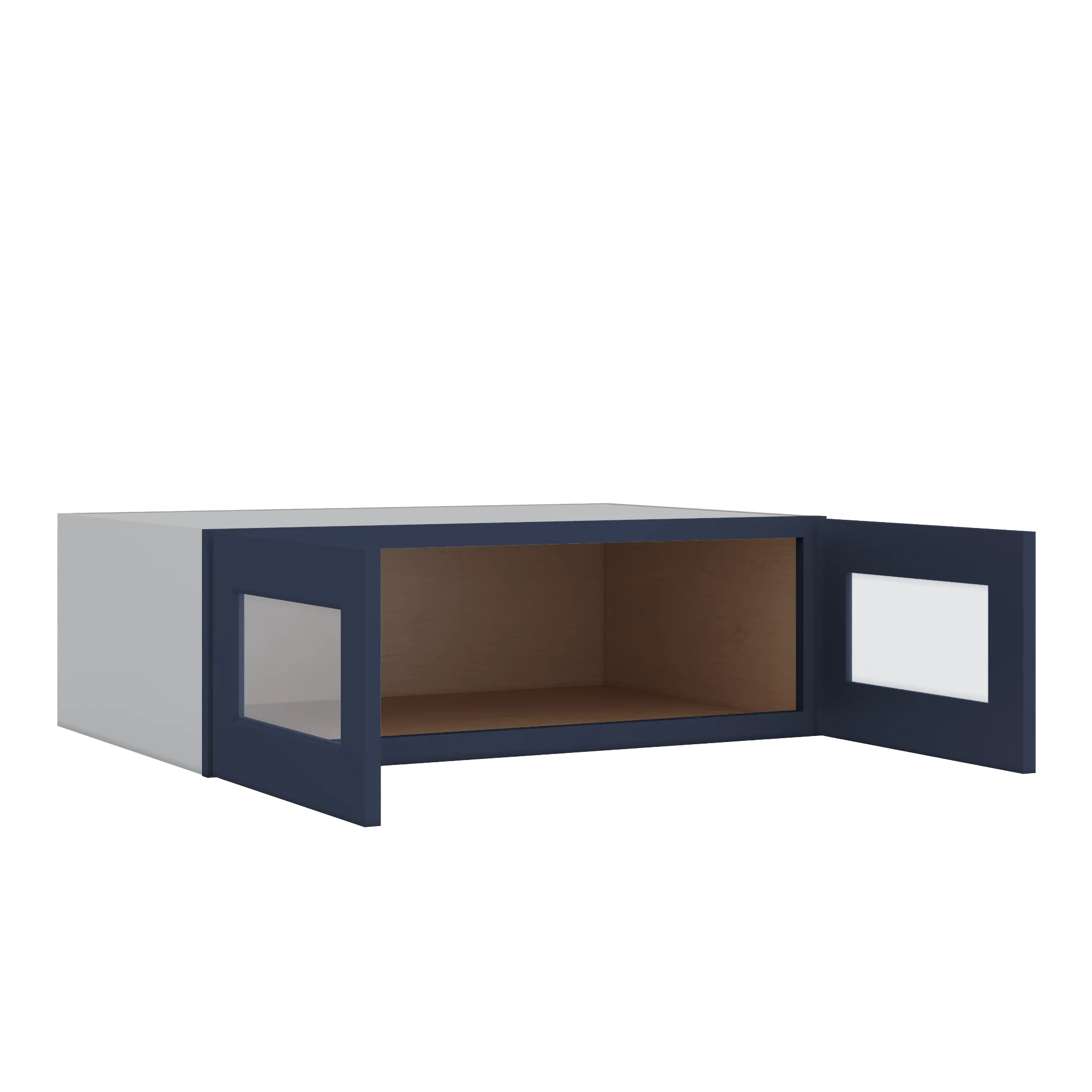 36" Wide 24" Deep Upper NB29 Naval Blue Shaker 1-1/4" Overlay Glass Ready Wall Cabinet - Double Door 12", 15", 18", 21", 24" - Image 2