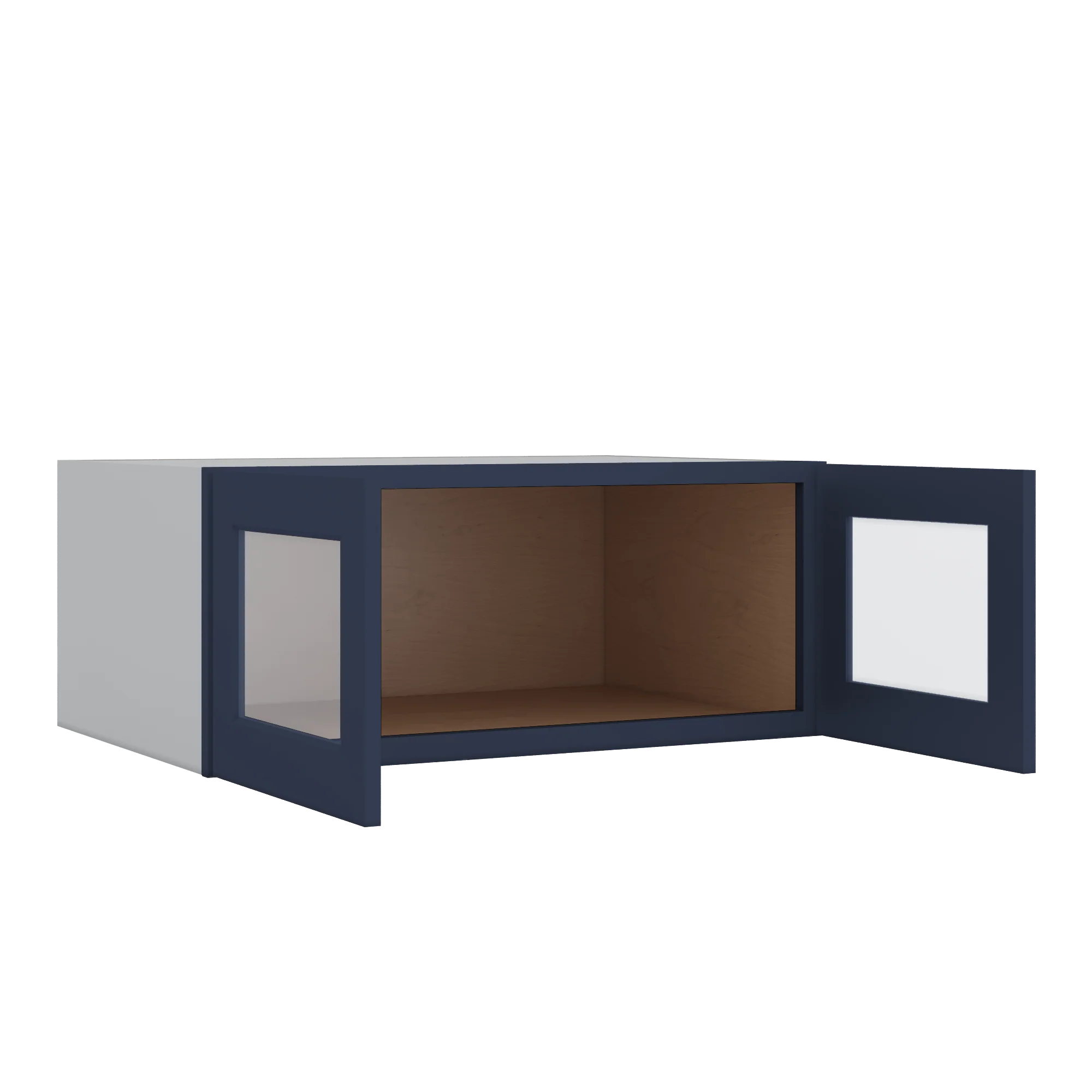 36" Wide 24" Deep Upper NB29 Naval Blue Shaker 1-1/4" Overlay Glass Ready Wall Cabinet - Double Door 12", 15", 18", 21", 24" - Image 4