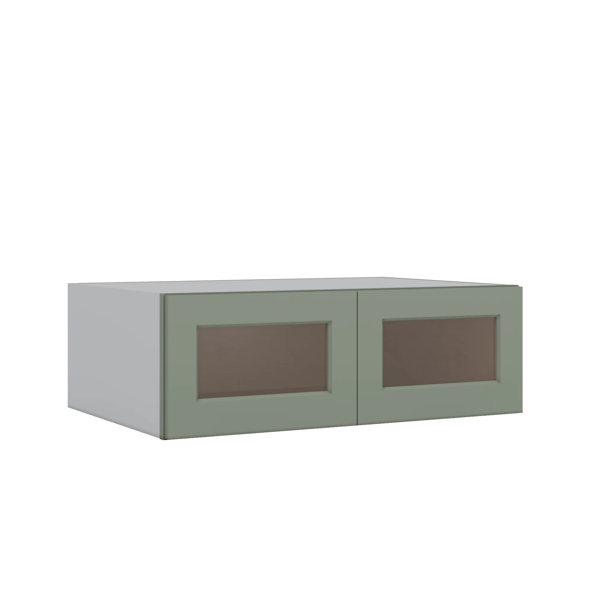 36" Wide 24" Deep Upper Green Shaker 1-1/4" Overlay Glass Ready Wall Cabinet - Double Door 12", 15", 18", 21", 24"