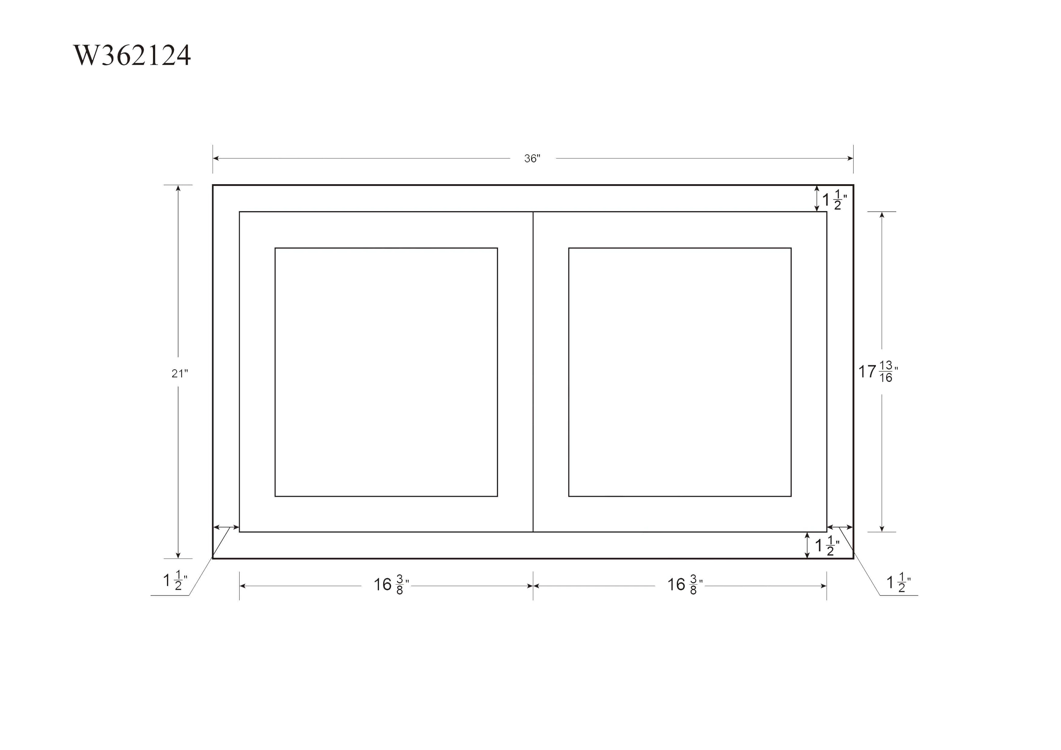 36" Wide 24" Deep Vintage White Inset Raised Panel Refrigerator Wall Cabinet - Double Door - Image 11
