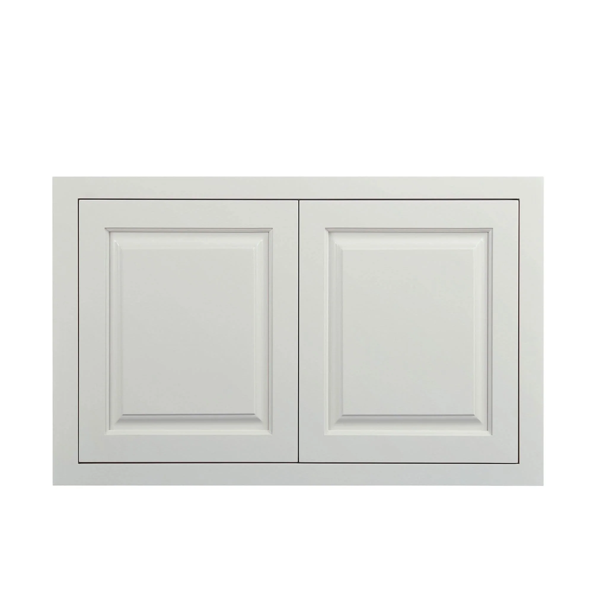 36" Wide 24" Deep Vintage White Inset Raised Panel Refrigerator Wall Cabinet - Double Door - Image 12