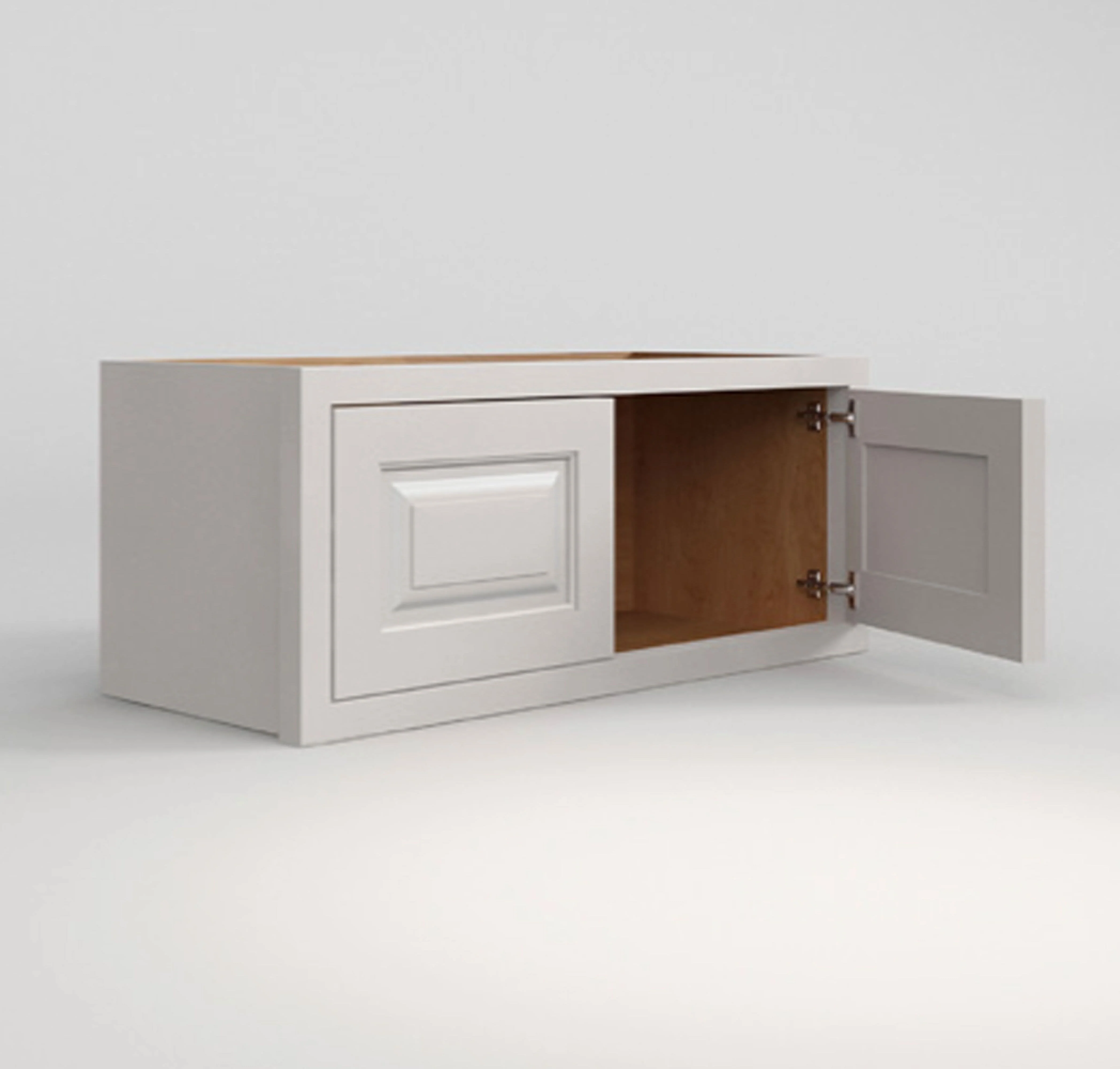 36" Wide 24" Deep Vintage White Inset Raised Panel Refrigerator Wall Cabinet - Double Door - Image 3