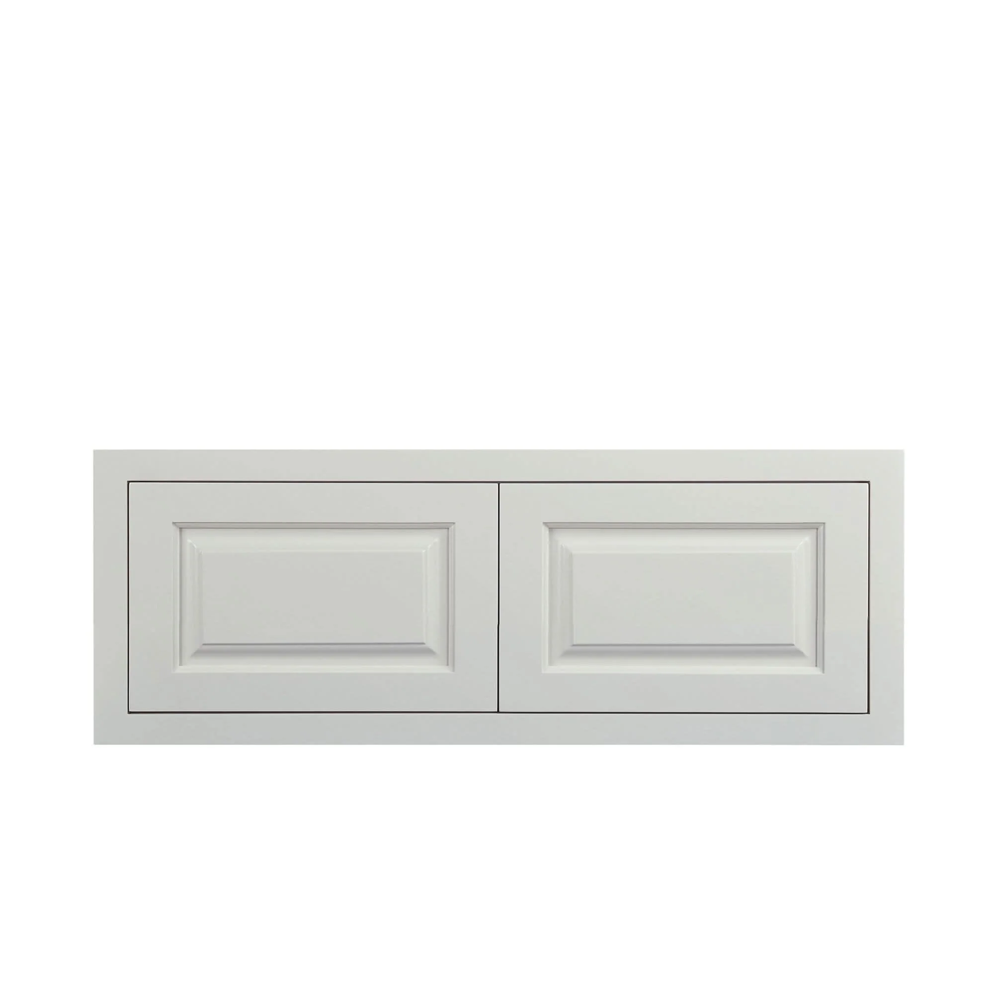 36" Wide 24" Deep Vintage White Inset Raised Panel Refrigerator Wall Cabinet - Double Door - Image 4