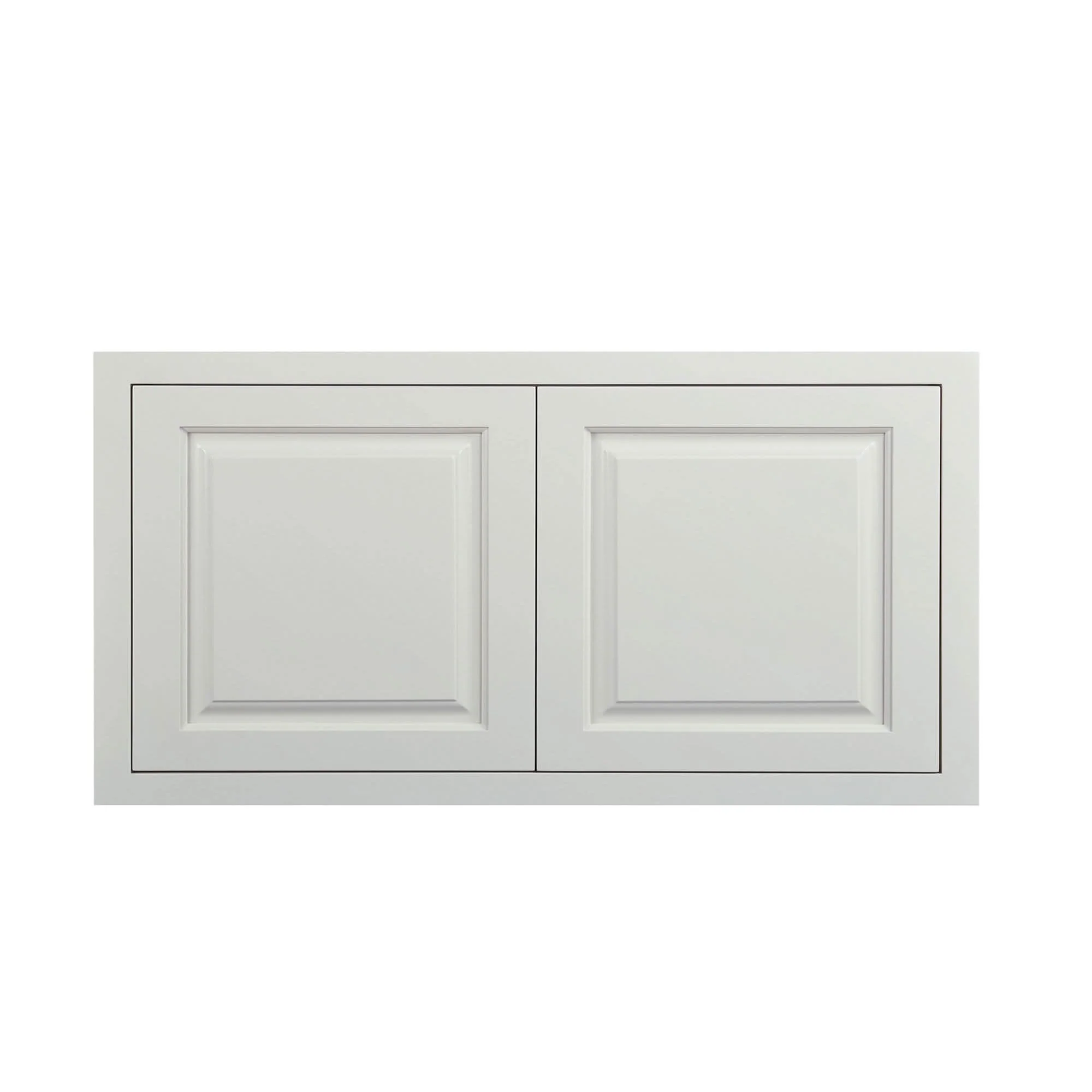 36" Wide 24" Deep Vintage White Inset Raised Panel Refrigerator Wall Cabinet - Double Door - Image 6