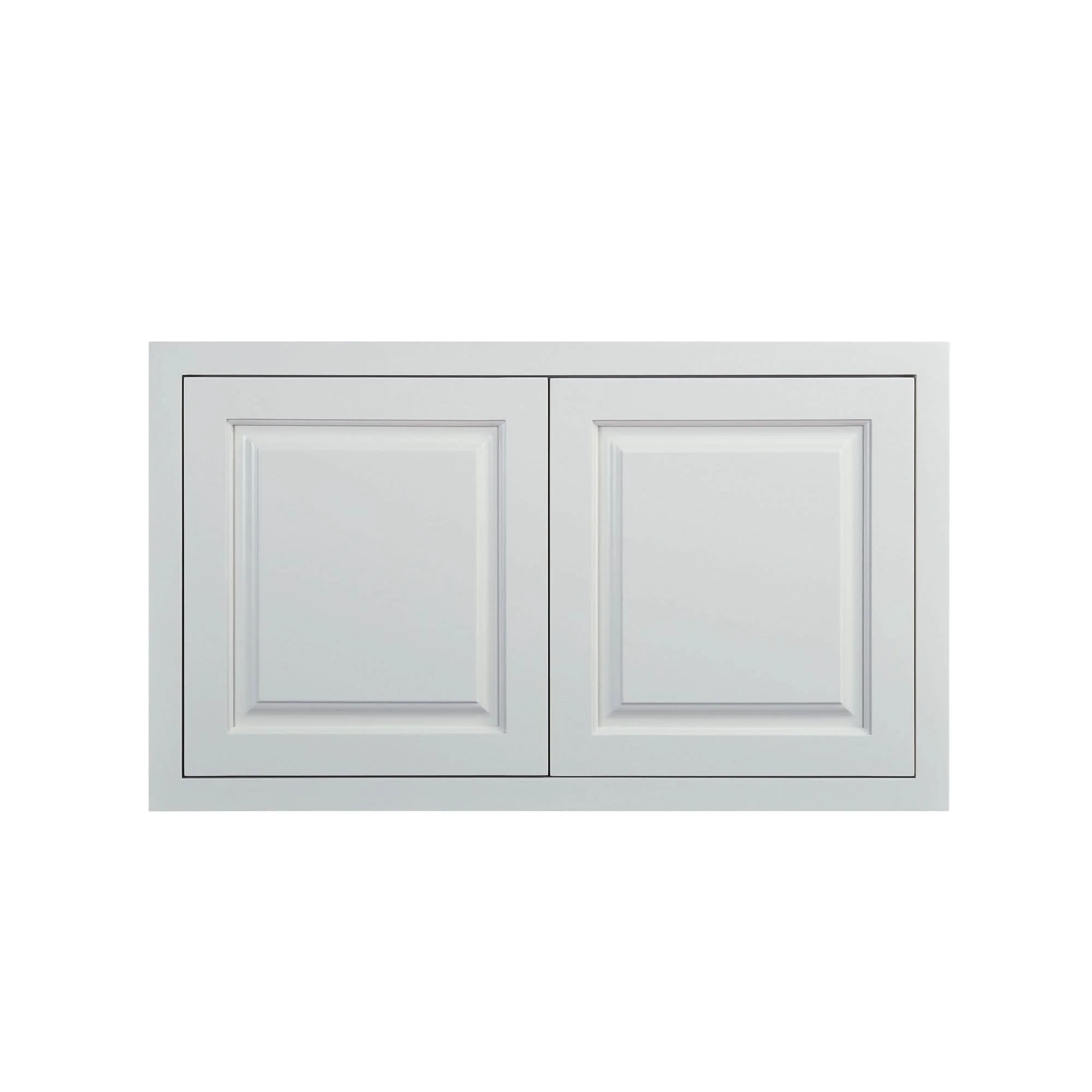 36" Wide 24" Deep Vintage White Inset Raised Panel Refrigerator Wall Cabinet - Double Door - Image 8