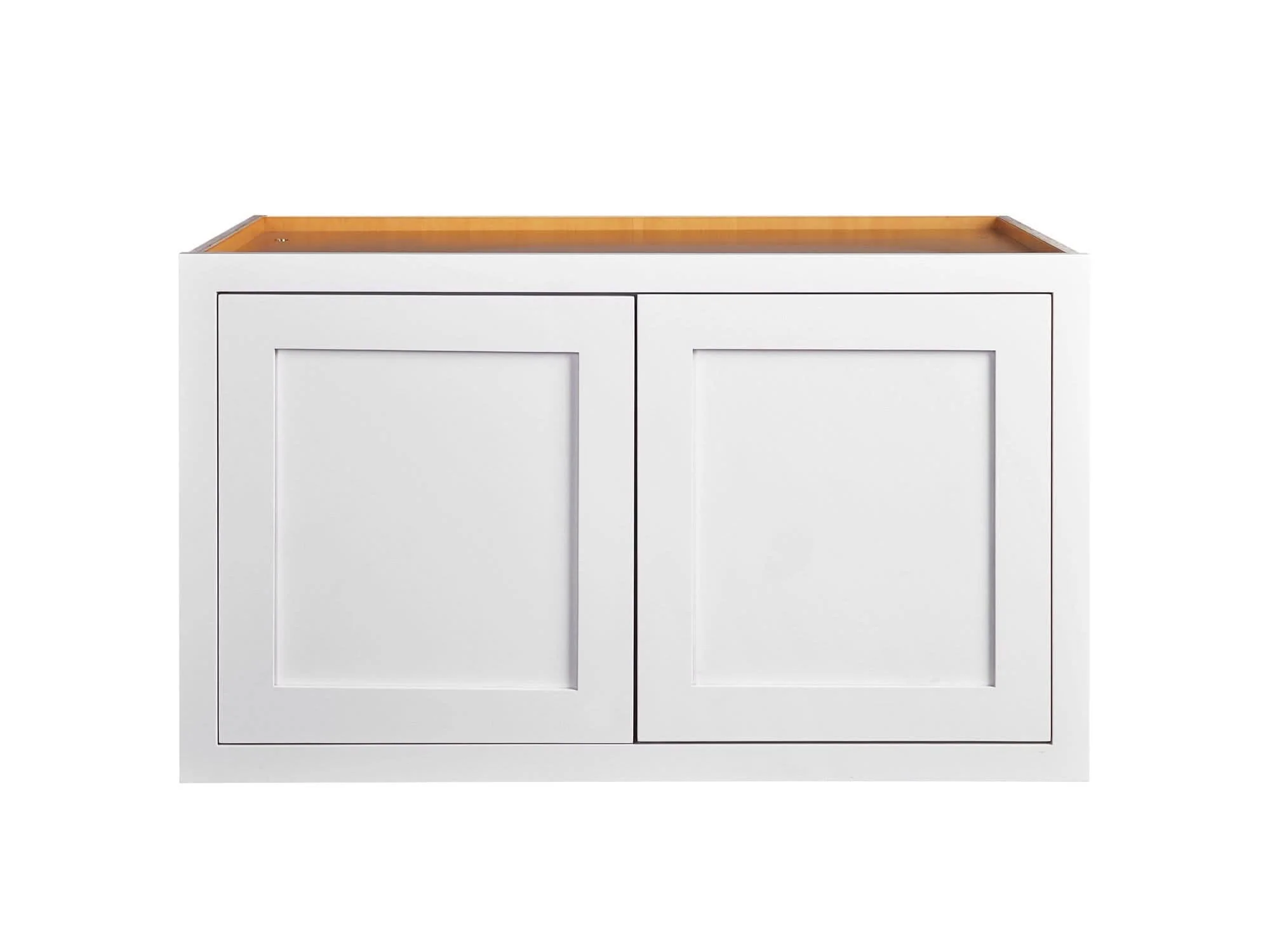 36" Wide Bridge Wall Cabinet - Double Door 12", 15", 18", 21" & 24" Tall Snow White Inset Shaker - Image 12