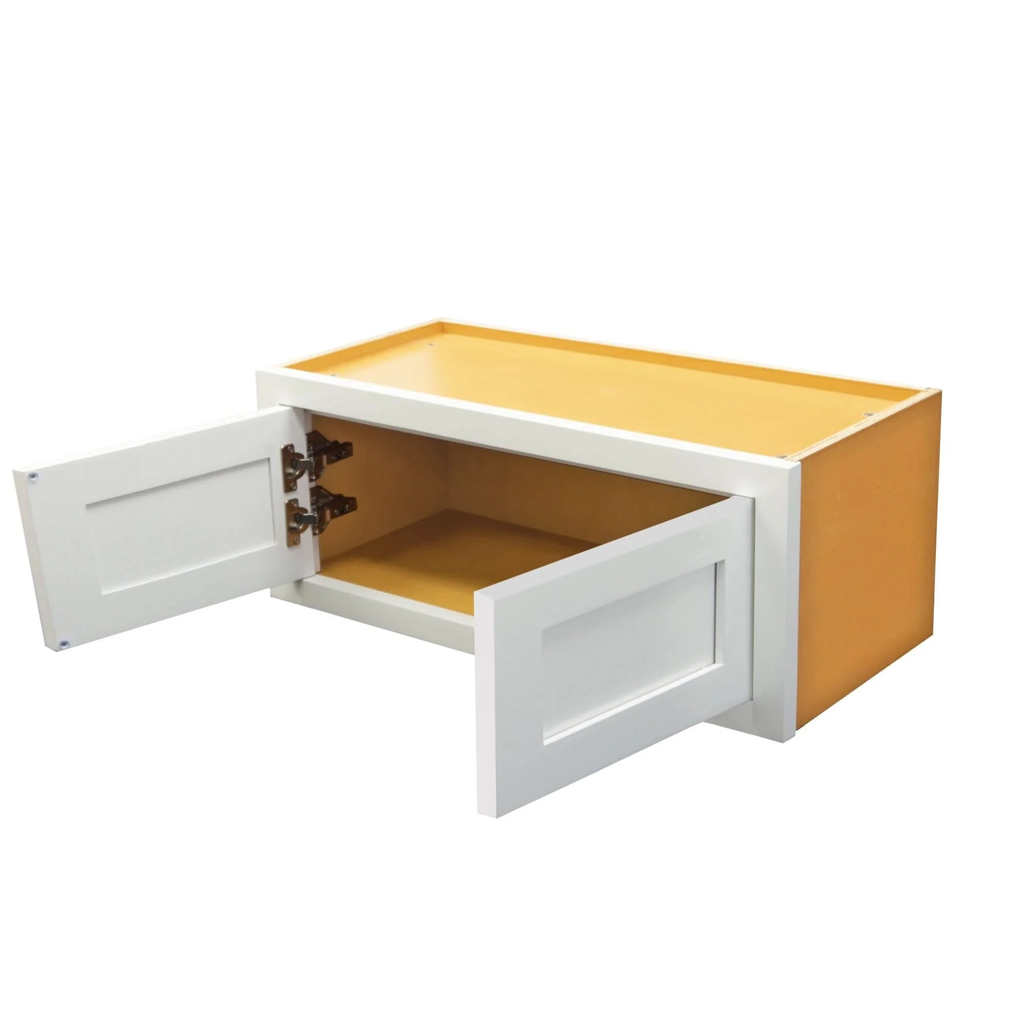 36" Wide Bridge Wall Cabinet - Double Door 12", 15", 18", 21" & 24" Tall Snow White Inset Shaker - Image 7