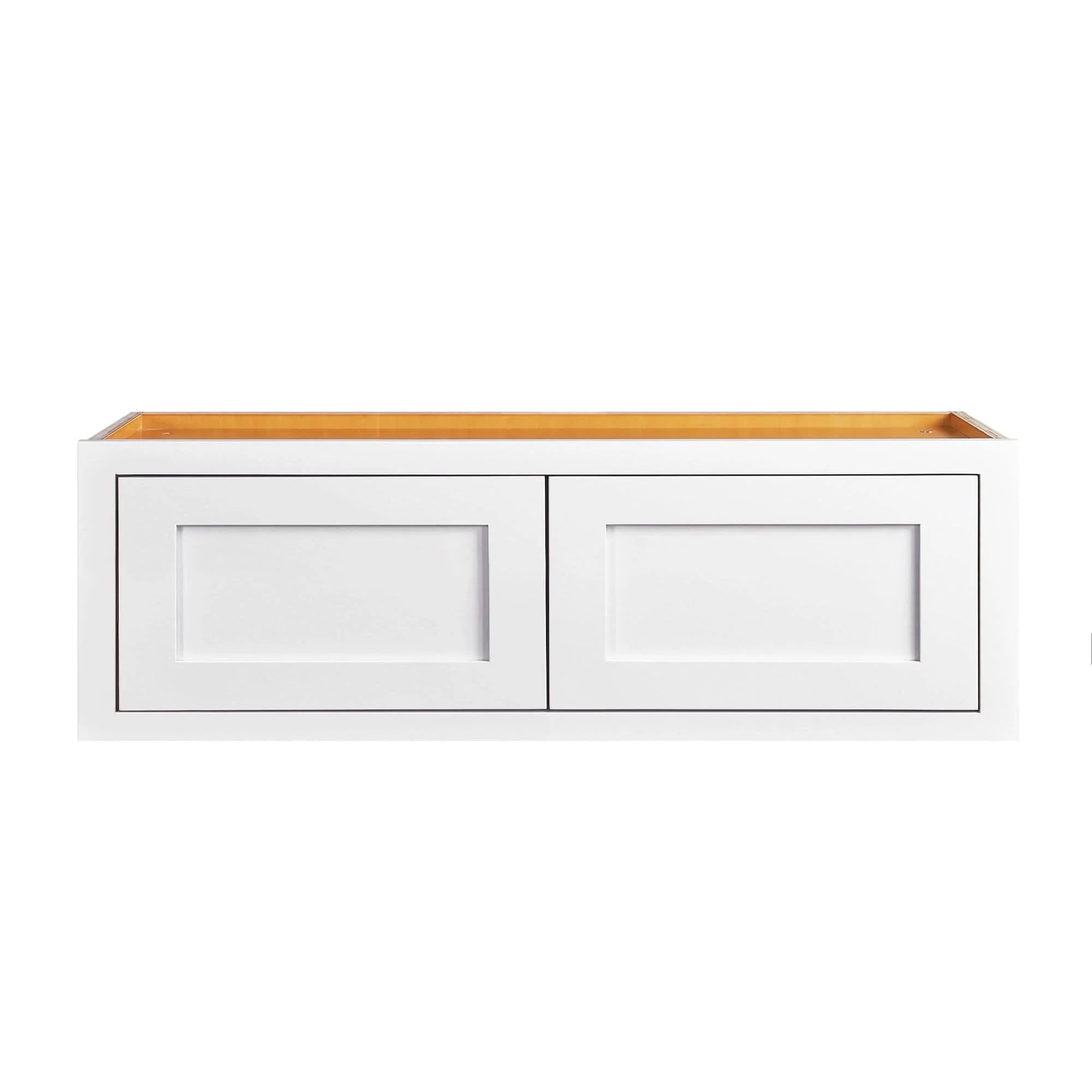 36" Wide Bridge Wall Cabinet - Double Door 12", 15", 18", 21" & 24" Tall Snow White Inset Shaker - Image 8